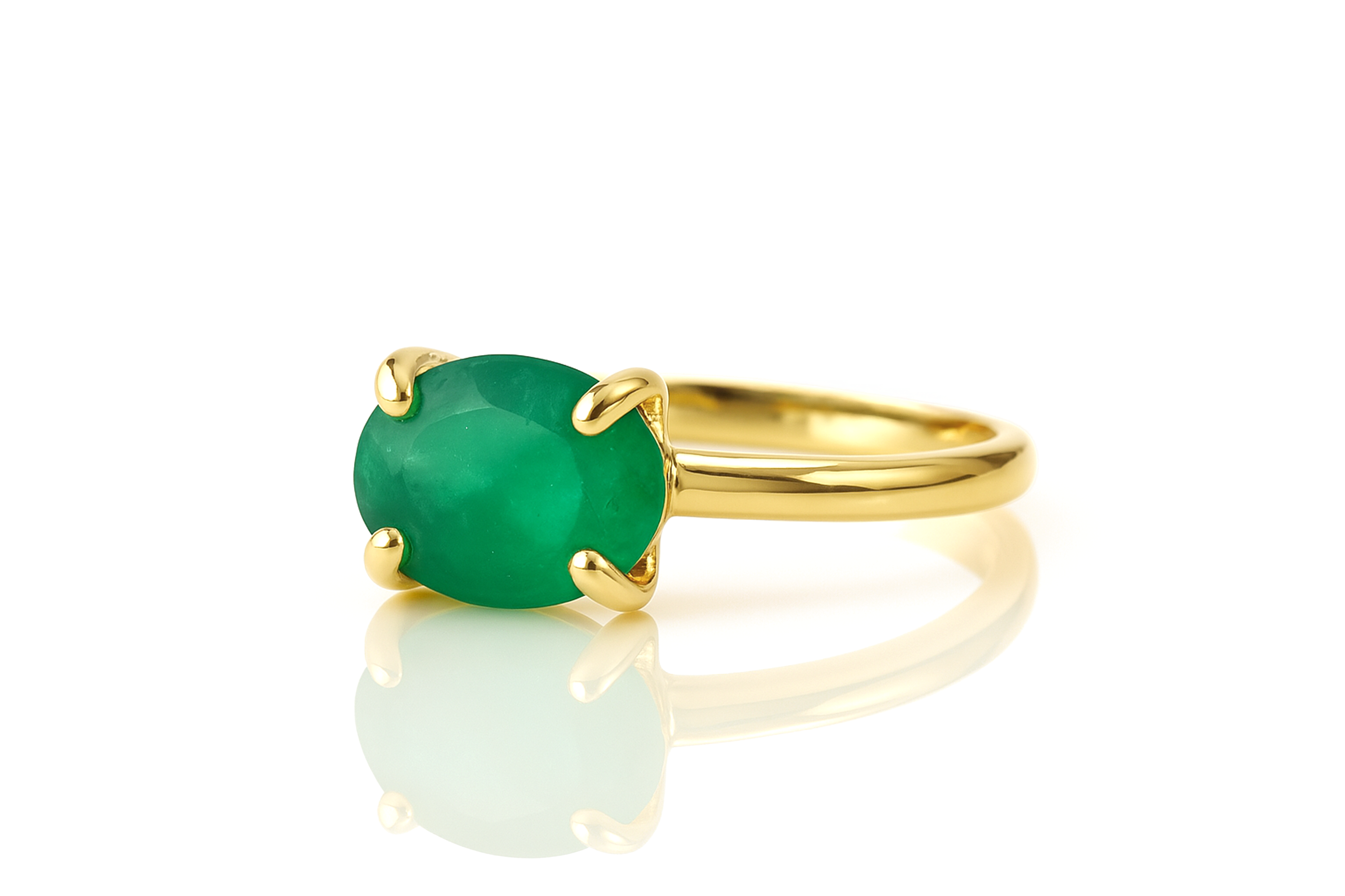 Green Onyx Gemstone in 14K Gold Ring Rings Anemone Unique