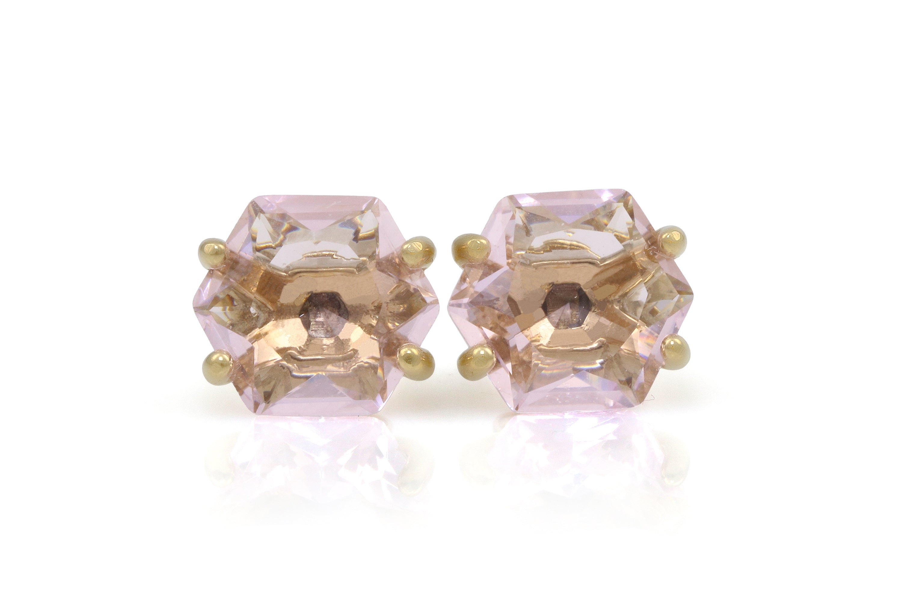 Lustrous Rose Quartz Gold Stud Earrings Earrings Anemone Unique
