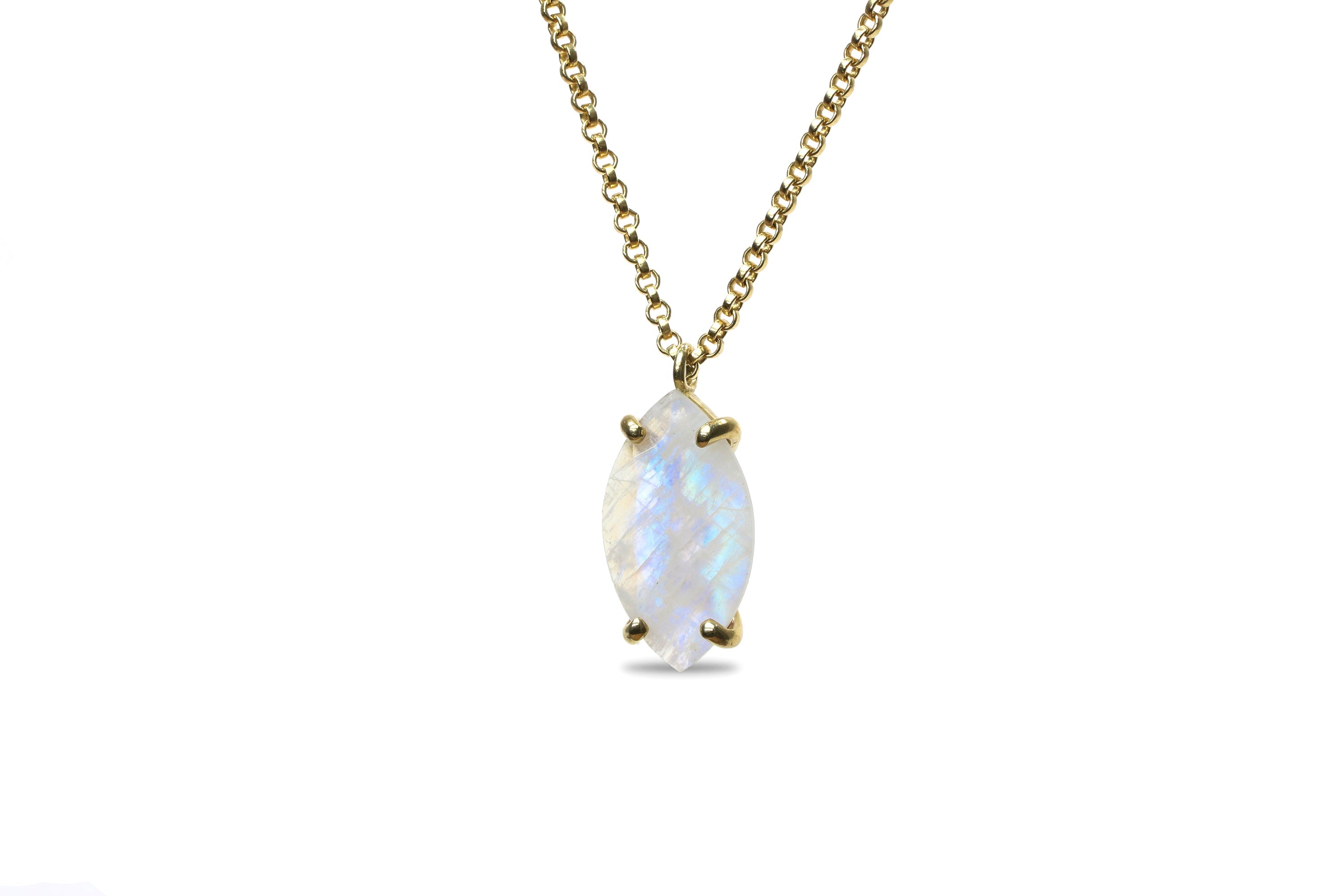 Marquise Moonstone Pendant Gold Necklace necklaces Anemone Jewelry