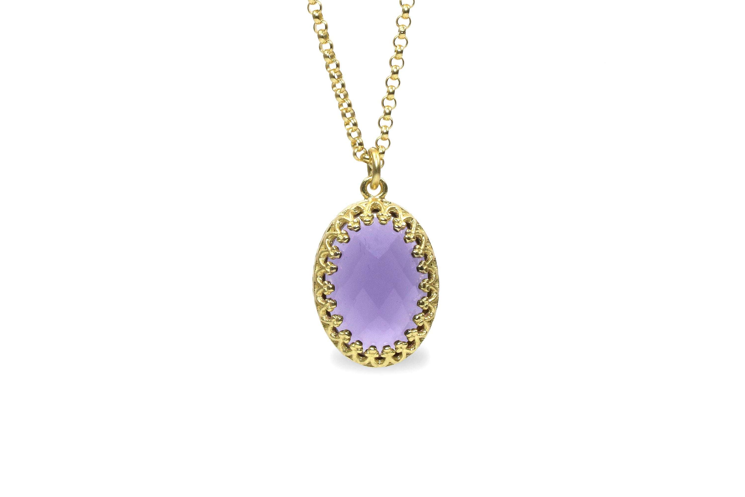 Dainty Amethyst Necklace in 14k Gold necklaces Anemone Jewelry