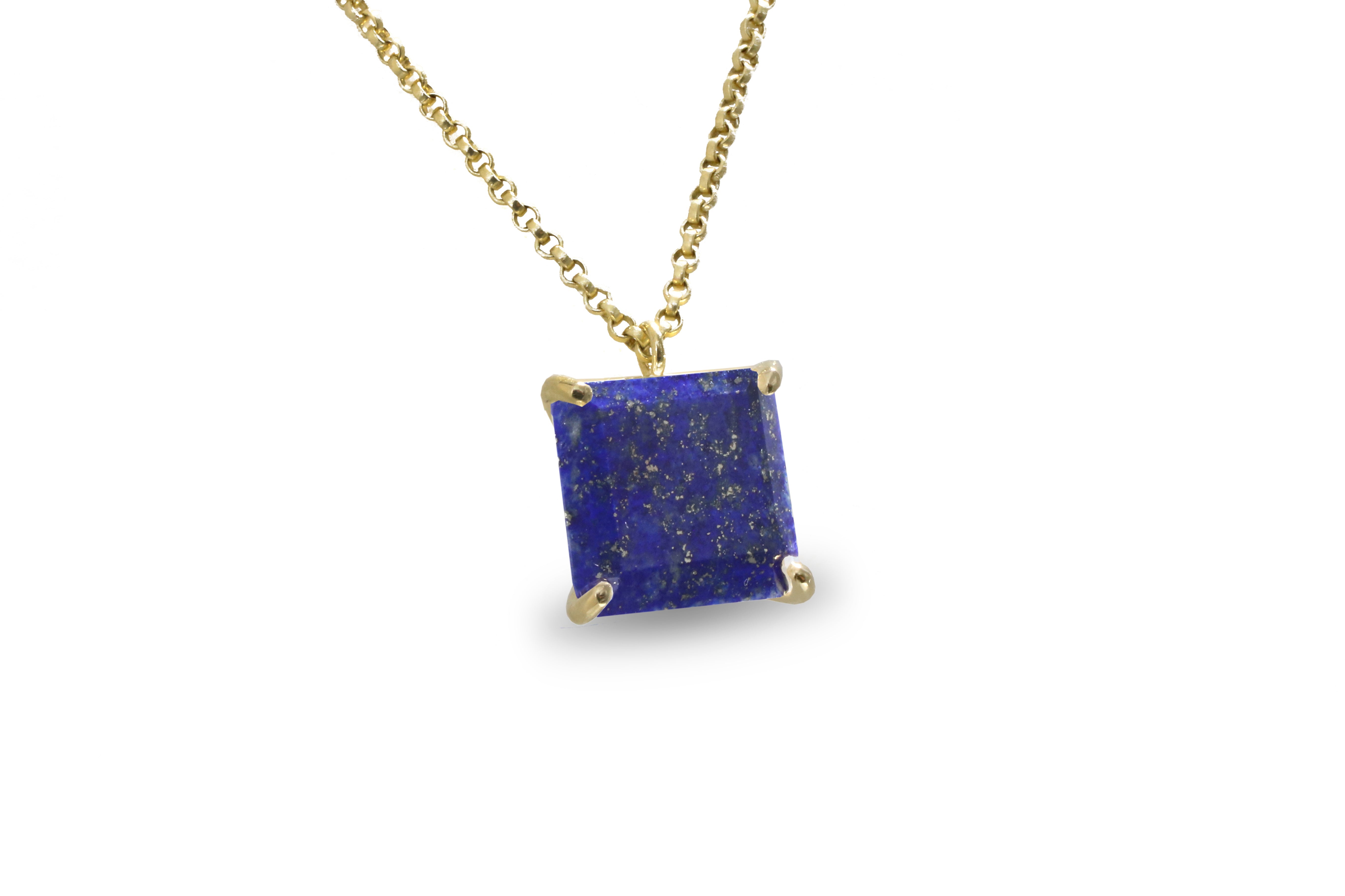 Charming Square Lapis Lazuli Necklace in 14k Gold Filled necklaces Anemone Jewelry
