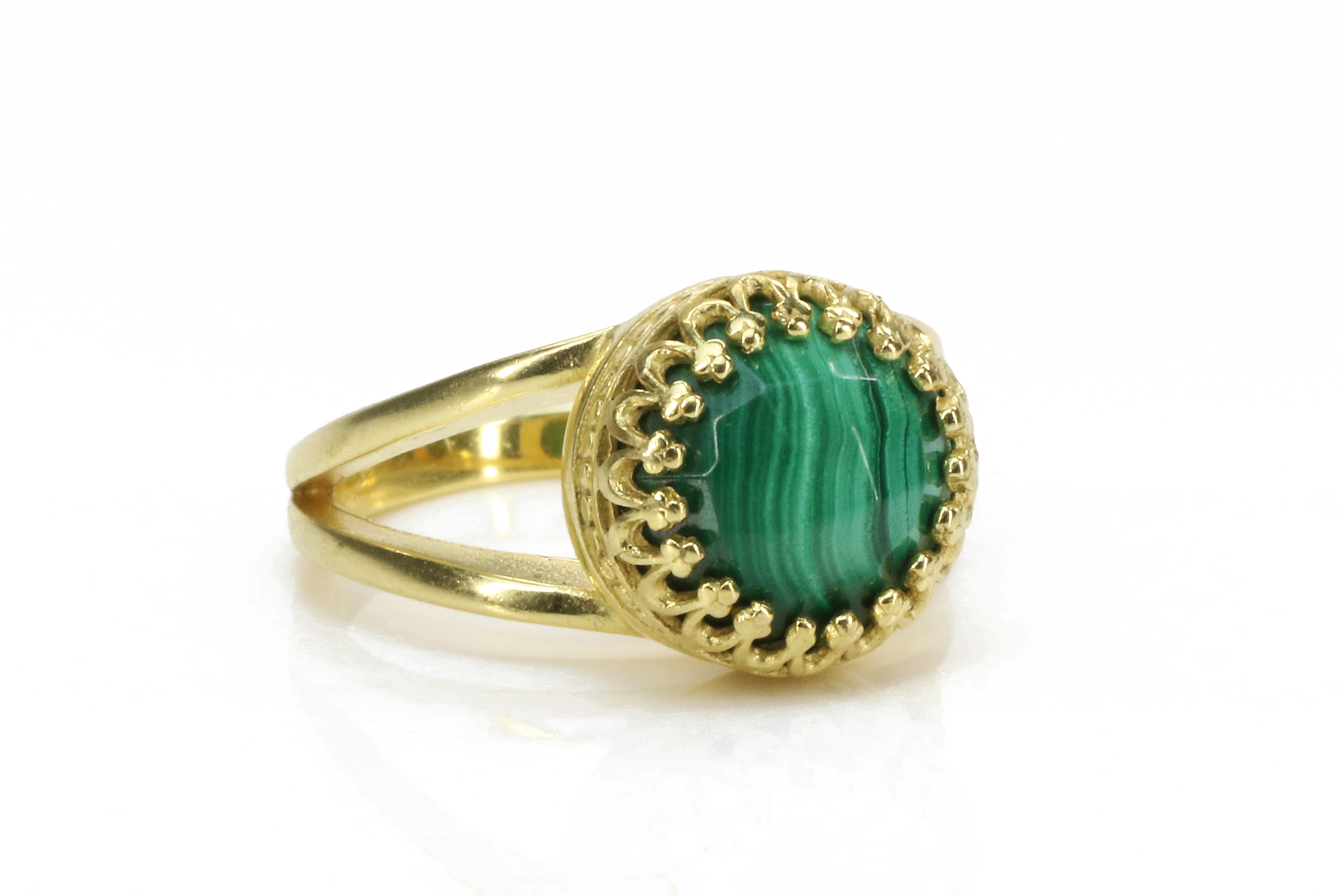 Malachite Gemstone in Sterling Silver Ring Rings Anemone Jewelry