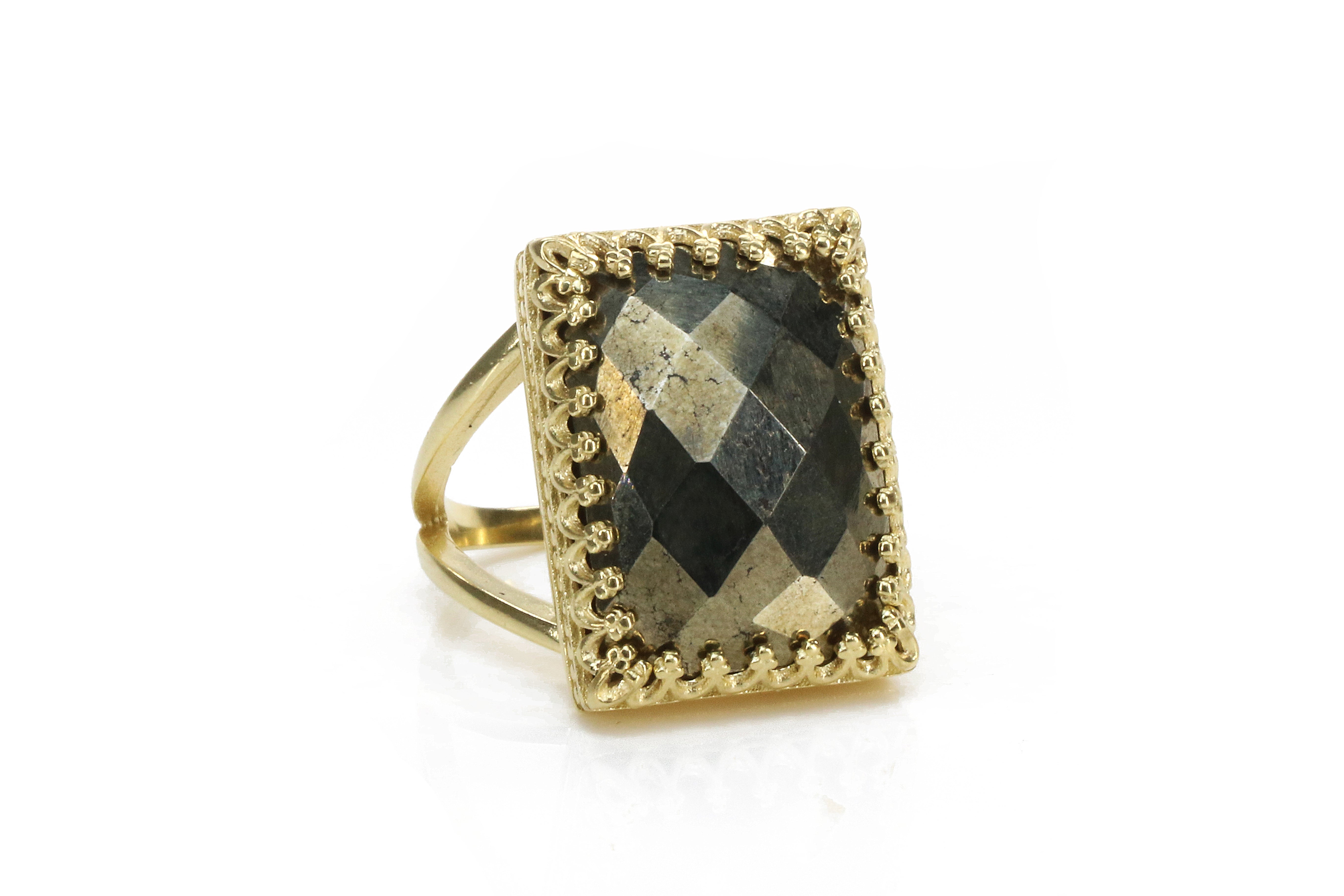 Unique Pyrite Stone Ring in 14k Gold Filled Rings Anemone Jewelry
