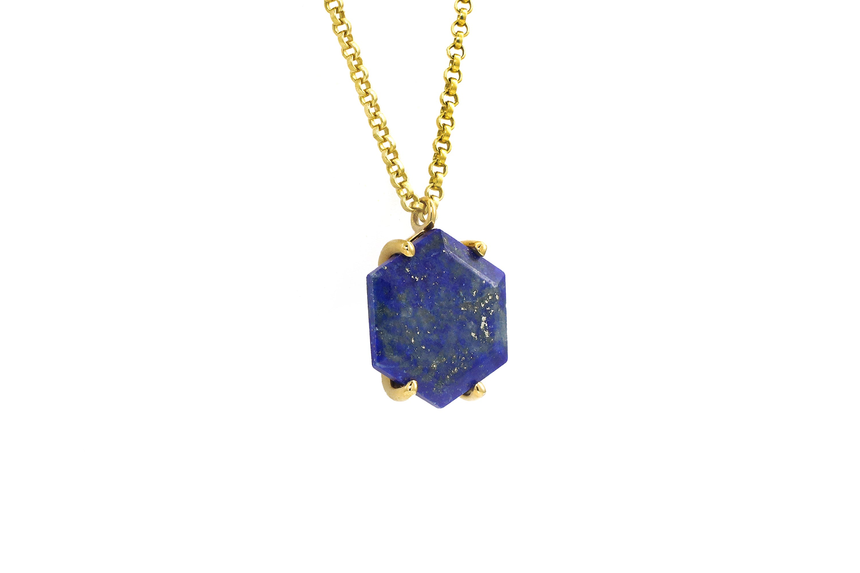 Dainty Natural Lapis Lazuli Necklace with CZ Round Pendant necklaces Anemone Jewelry