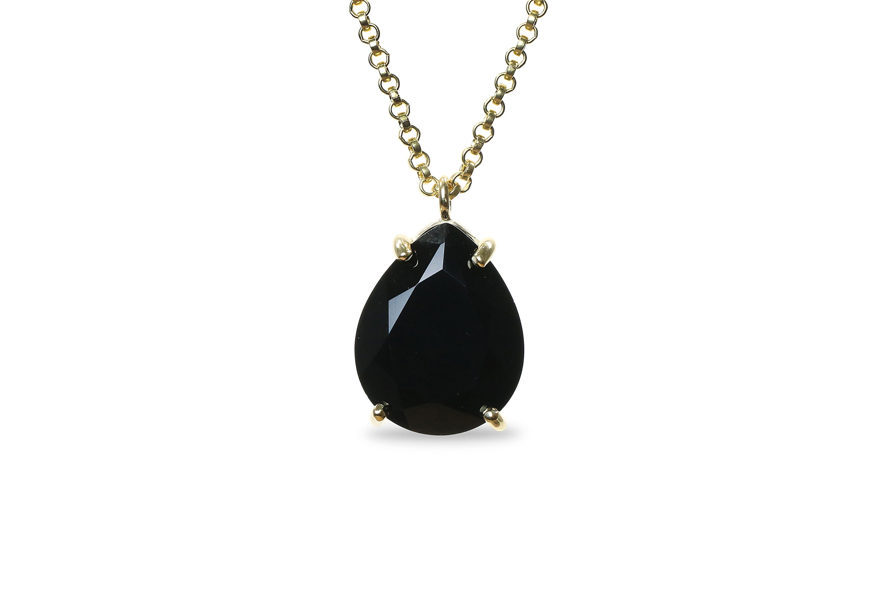 Bold Black Onyx Necklace in 925 Sterling Silver necklaces Anemone Jewelry