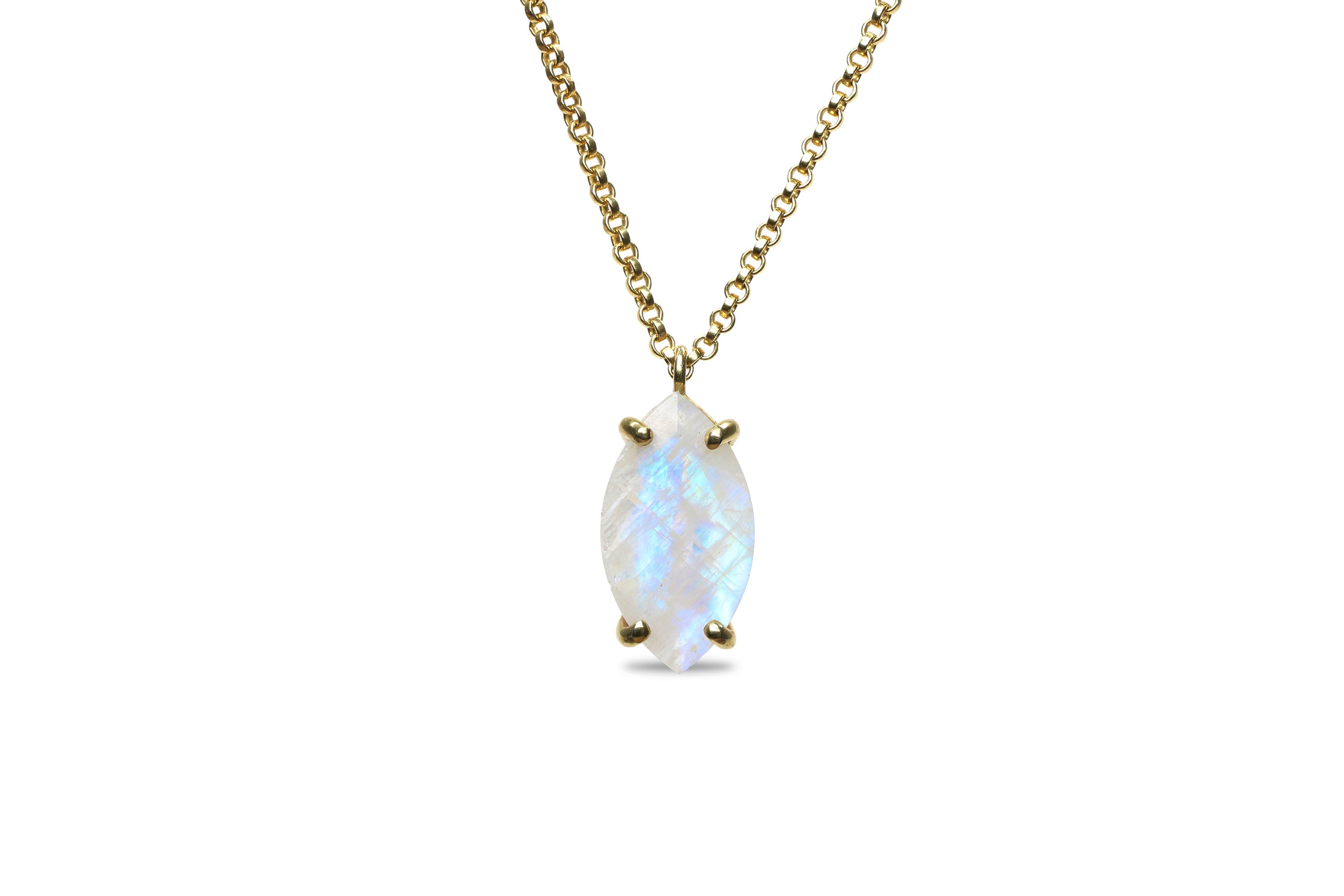 Marquise Moonstone Pendant Gold Necklace necklaces Anemone Jewelry