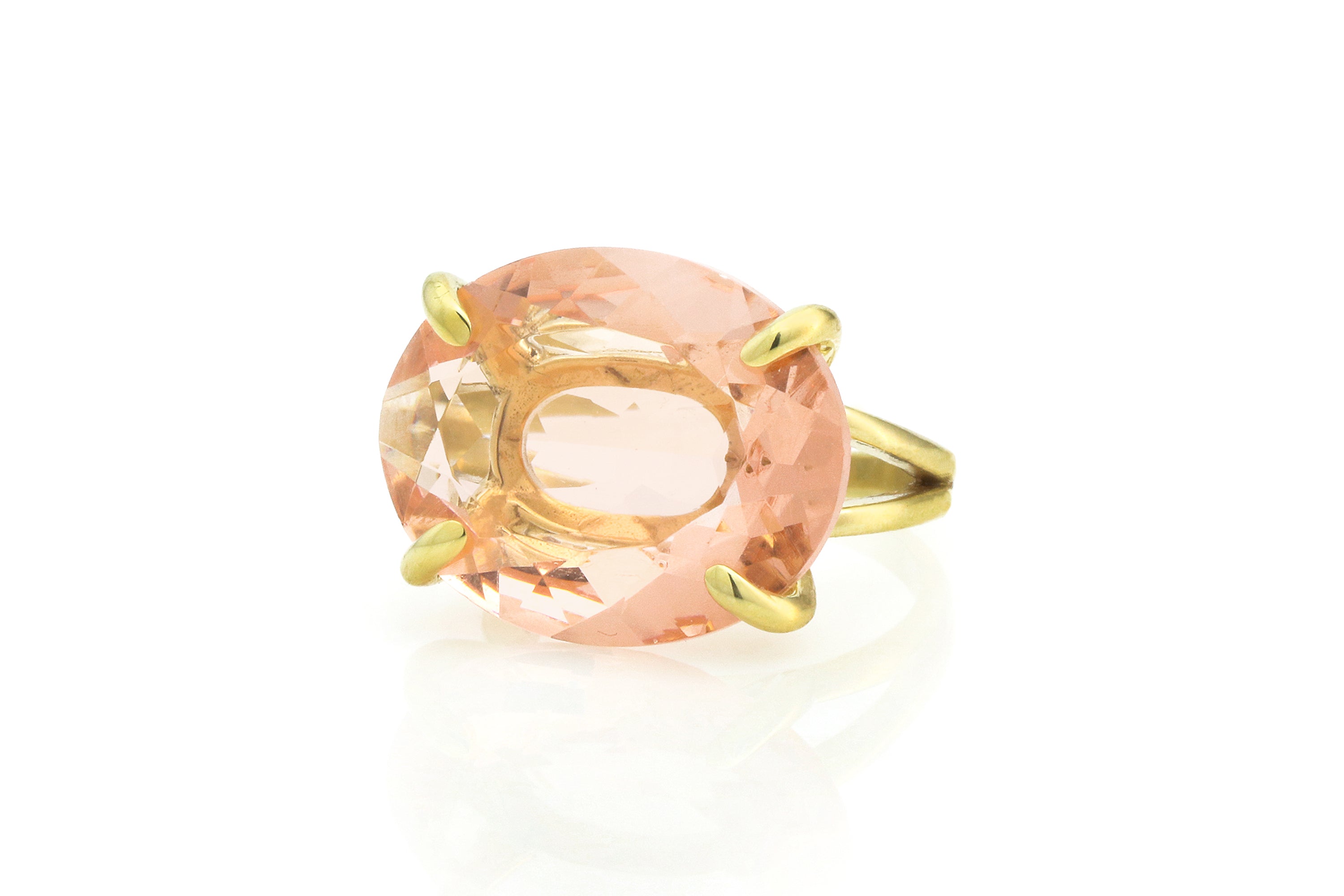 Amazing Peach Morganite Stone Gold Ring Rings Anemone Jewelry