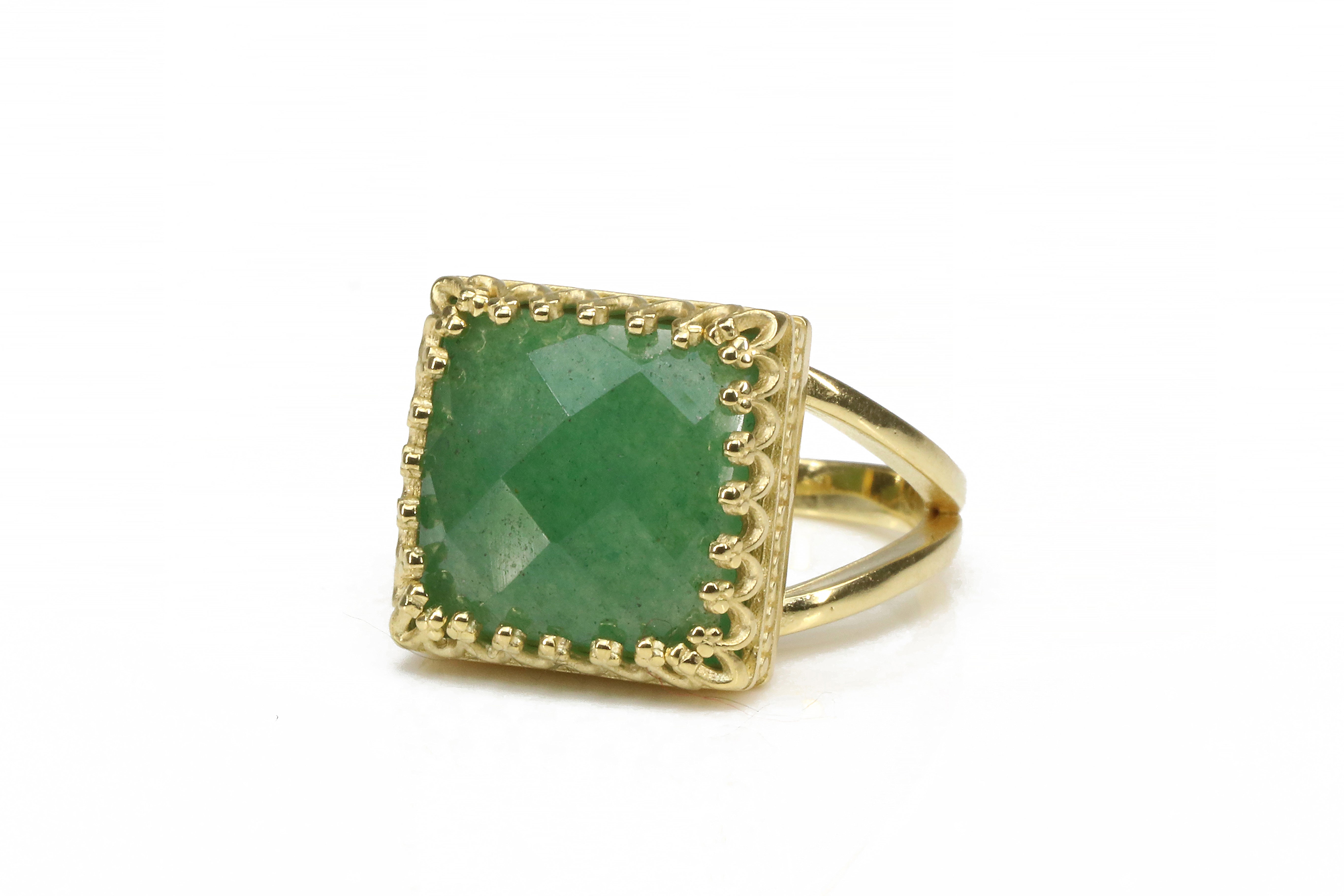 Artisan-crafted Lovely Green Aventurine Gold Filled Ring Rings Anemone Jewelry