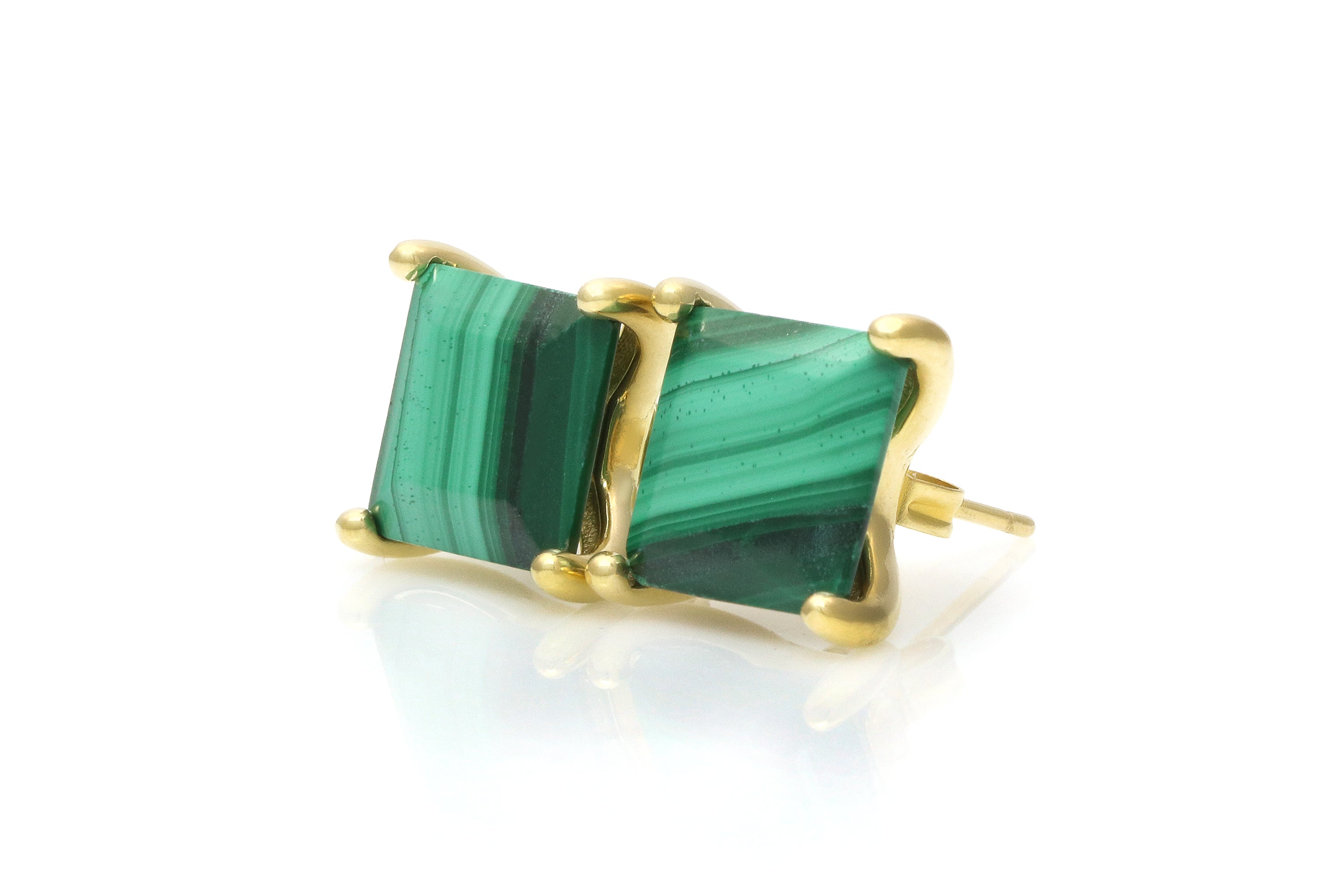 Vibrant Malachite Earrings in Gold Earrings Anemone Unique