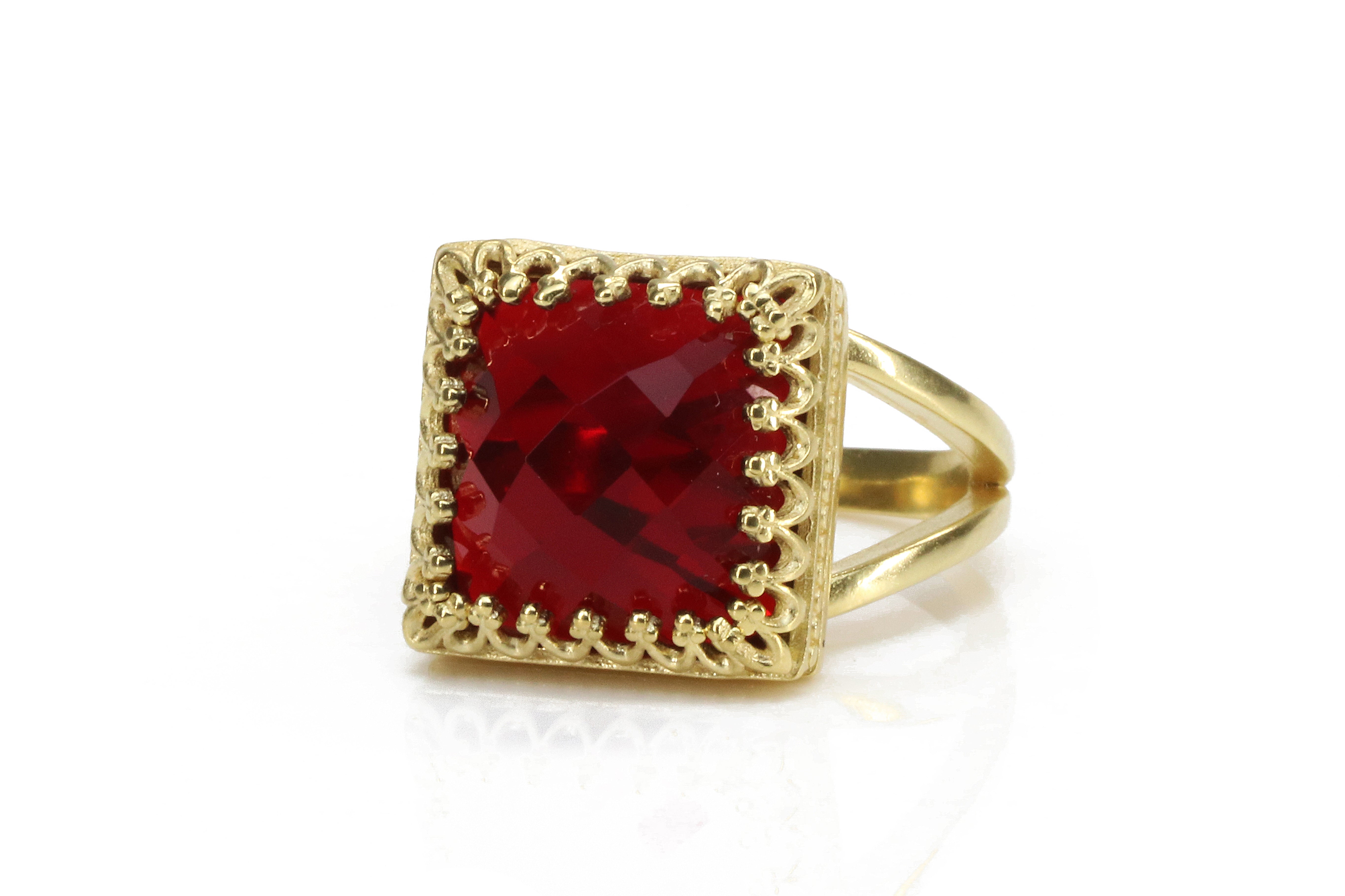 Bold Custom Garnet Gold Filled Rings for Women Rings Anemone Jewelry