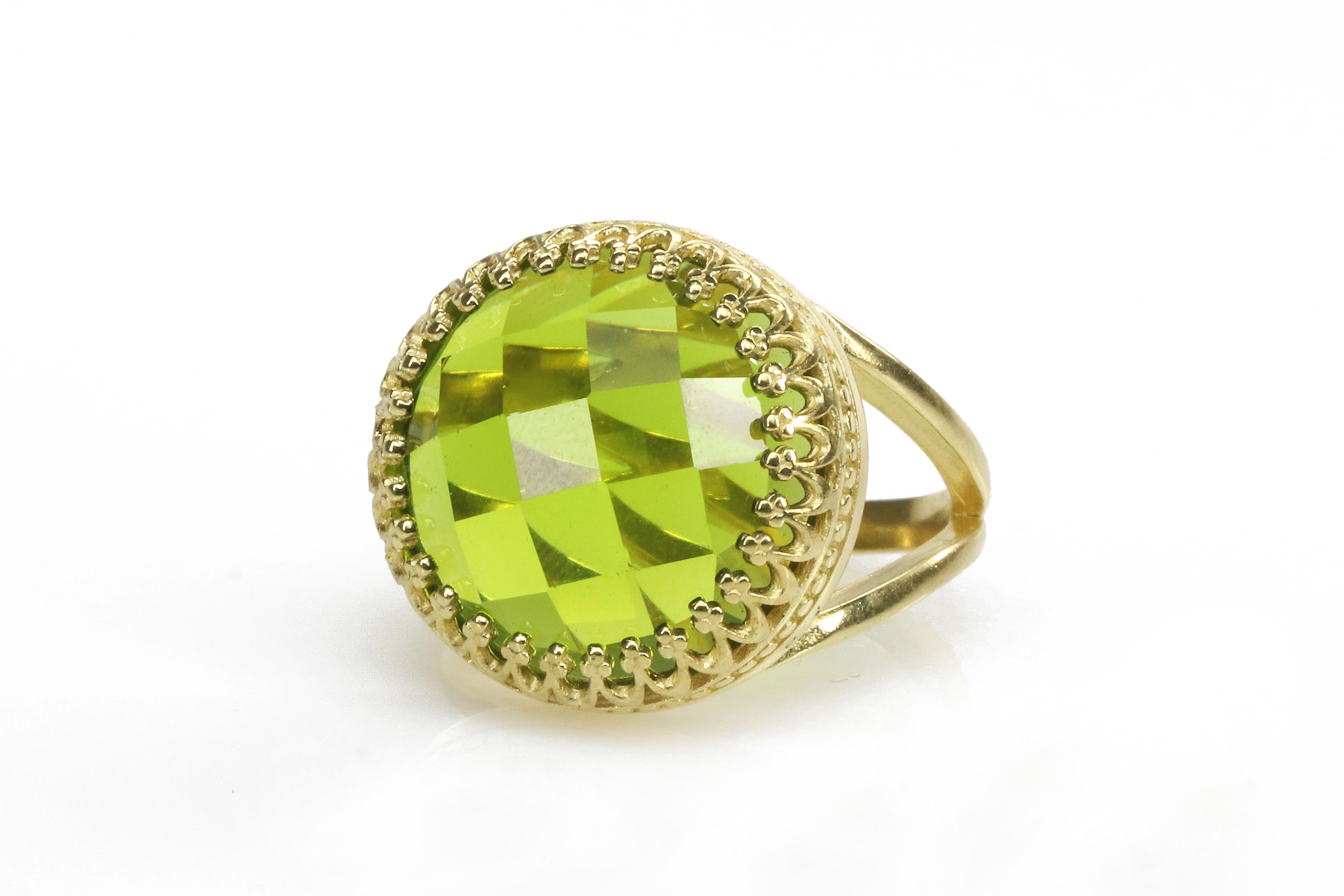 Statement Peridot Birthstone Ring in 14k Gold Rings Anemone Jewelry