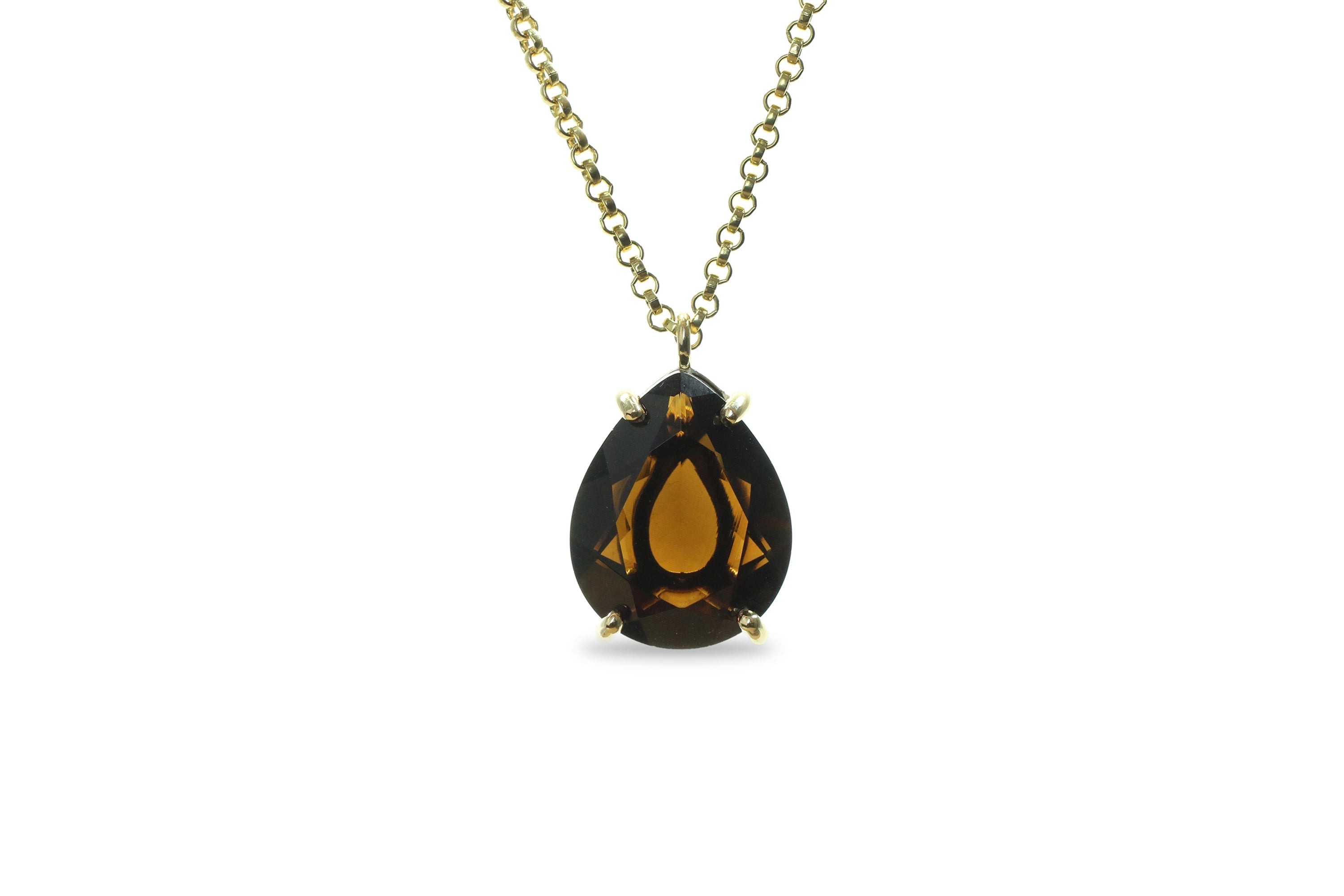 Pear Shaped Smoky Quartz Necklace in 14k Gold necklaces Anemone Jewelry