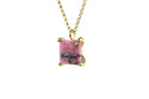 Square Rhodonite Pendant Necklace in Gold necklaces Anemone Unique