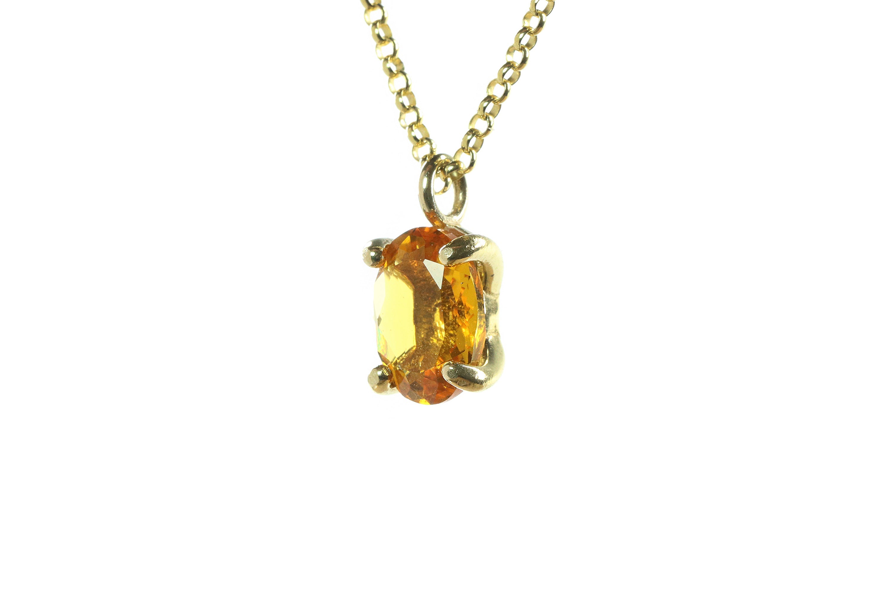 Bright Citrine Gold Pendant Necklace necklaces Anemone Unique