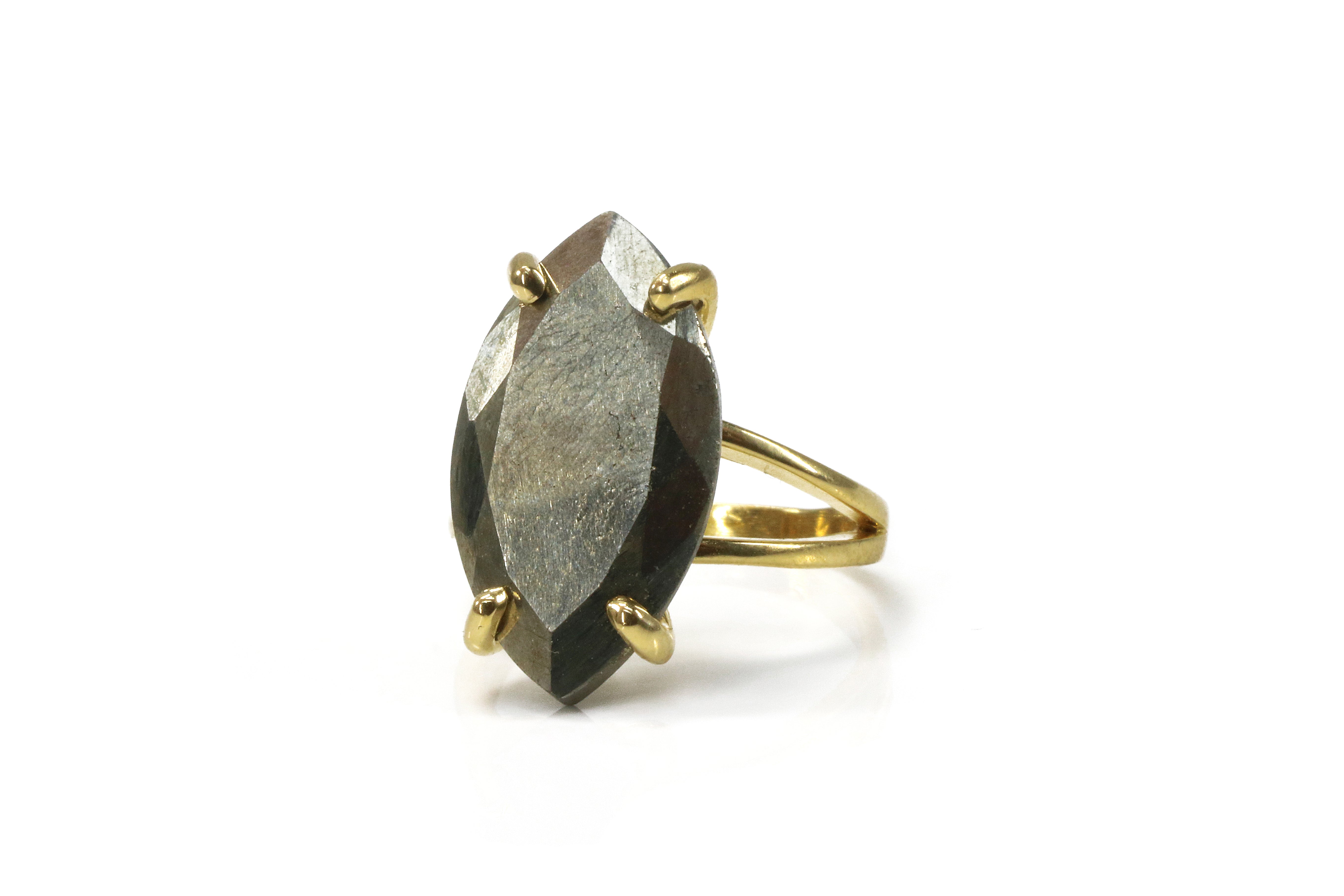 14k Gold Filled Custom Marquise Pyrite Ring Rings Anemone Jewelry