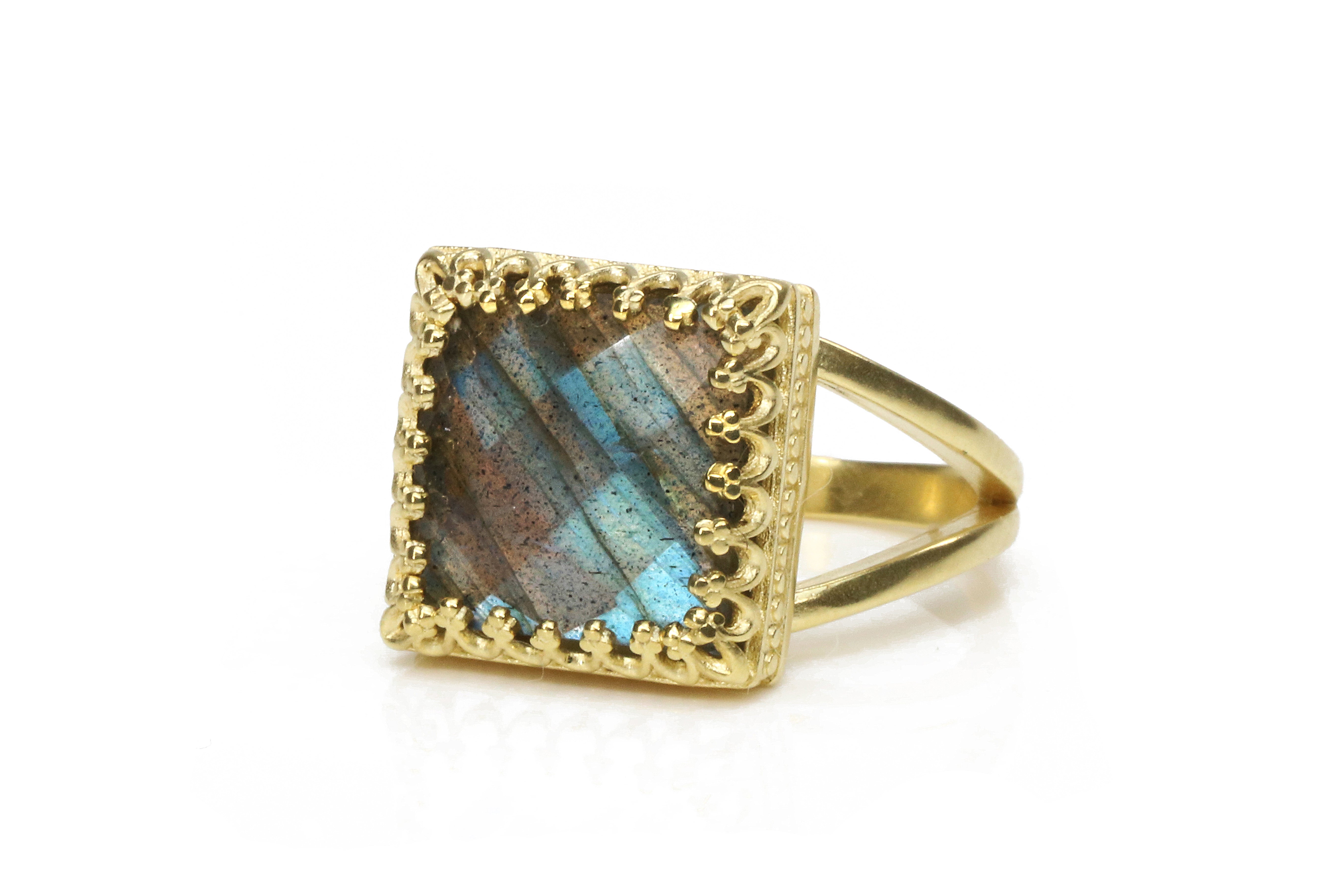 Colorful Labradorite Ring in 14k Gold-filled Band Rings Anemone Jewelry
