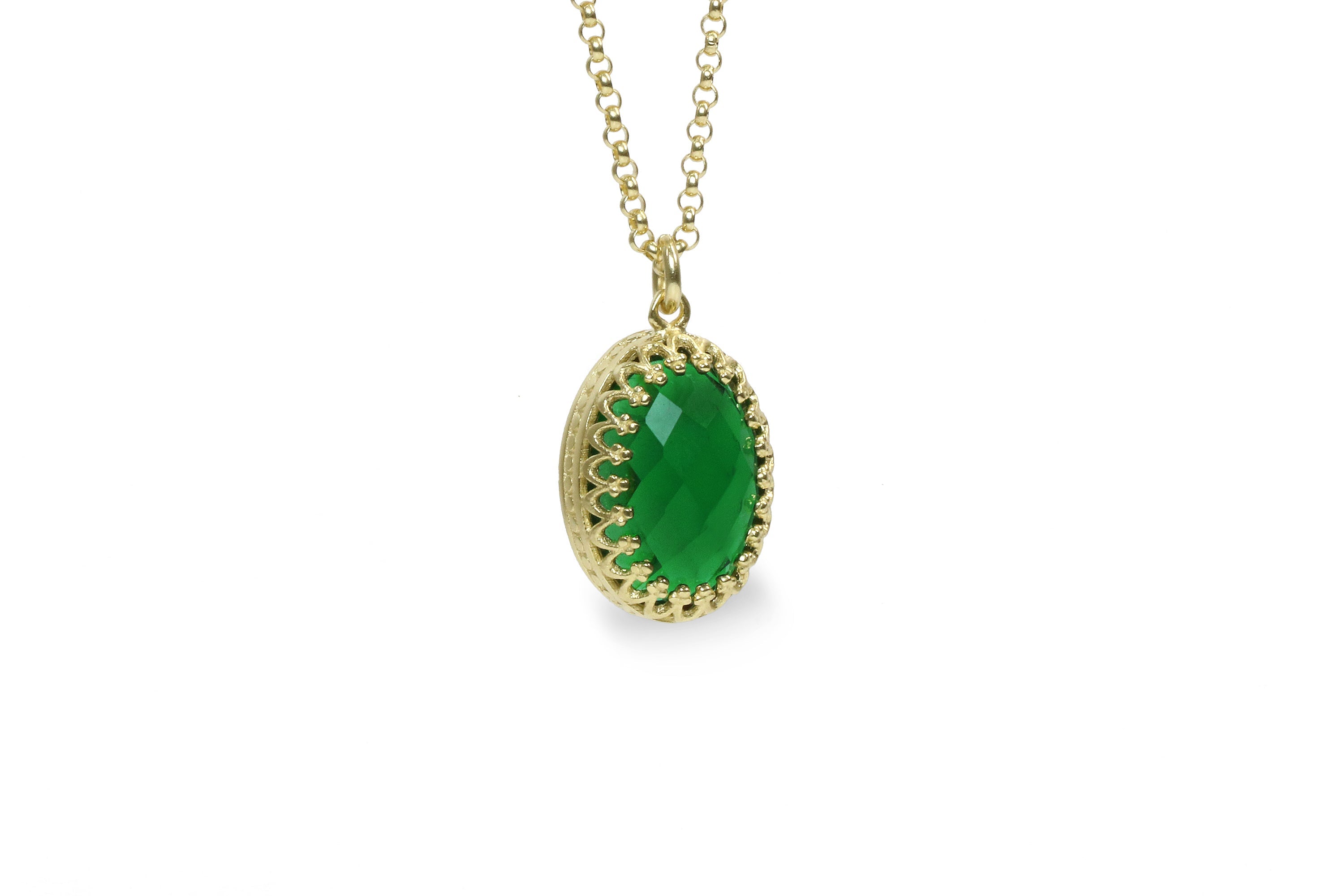 Intricate Emerald Necklace in 14k Gold necklaces Anemone Jewelry