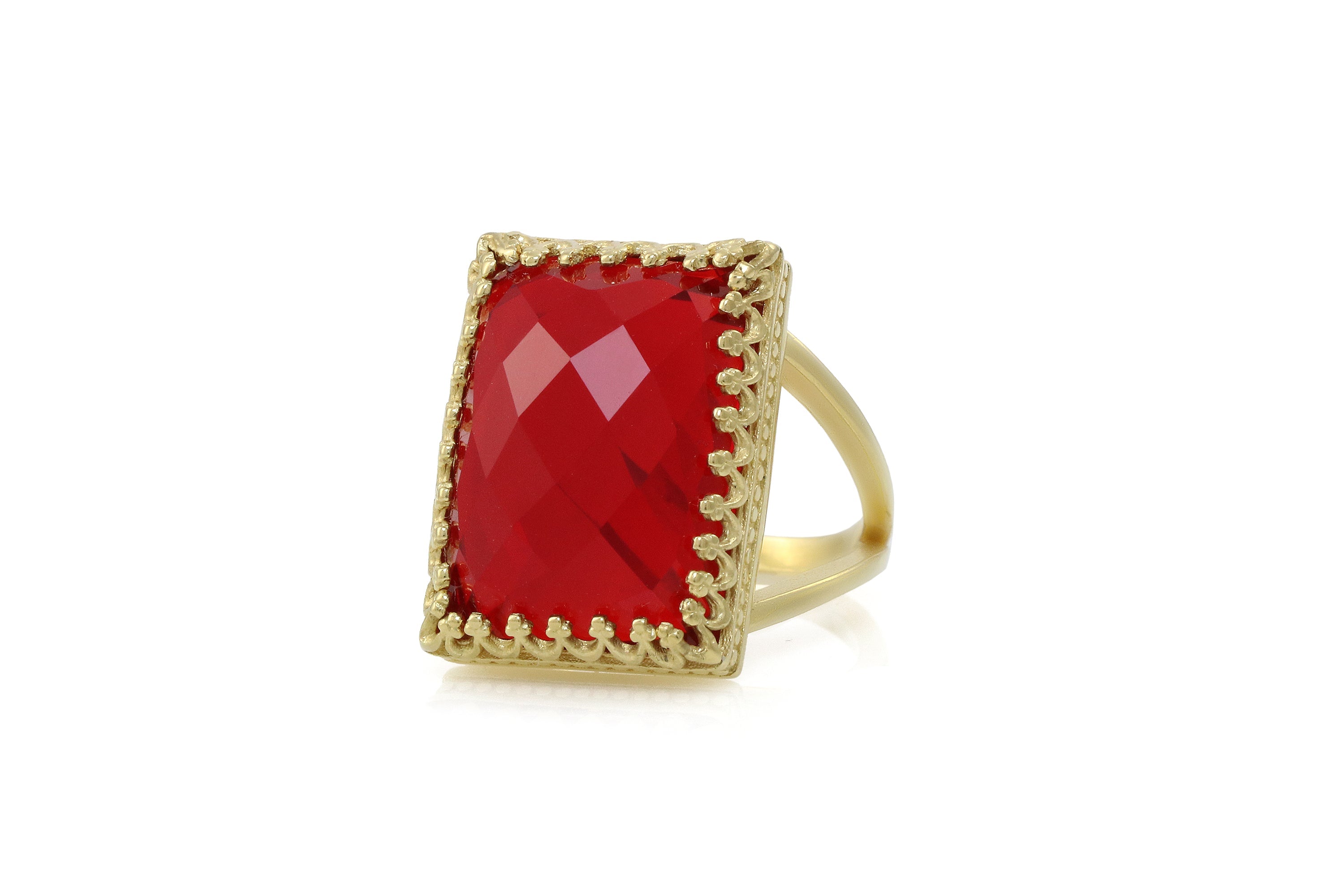 Fine Rectangle Ruby Ring in Gold Rings Anemone Jewelry