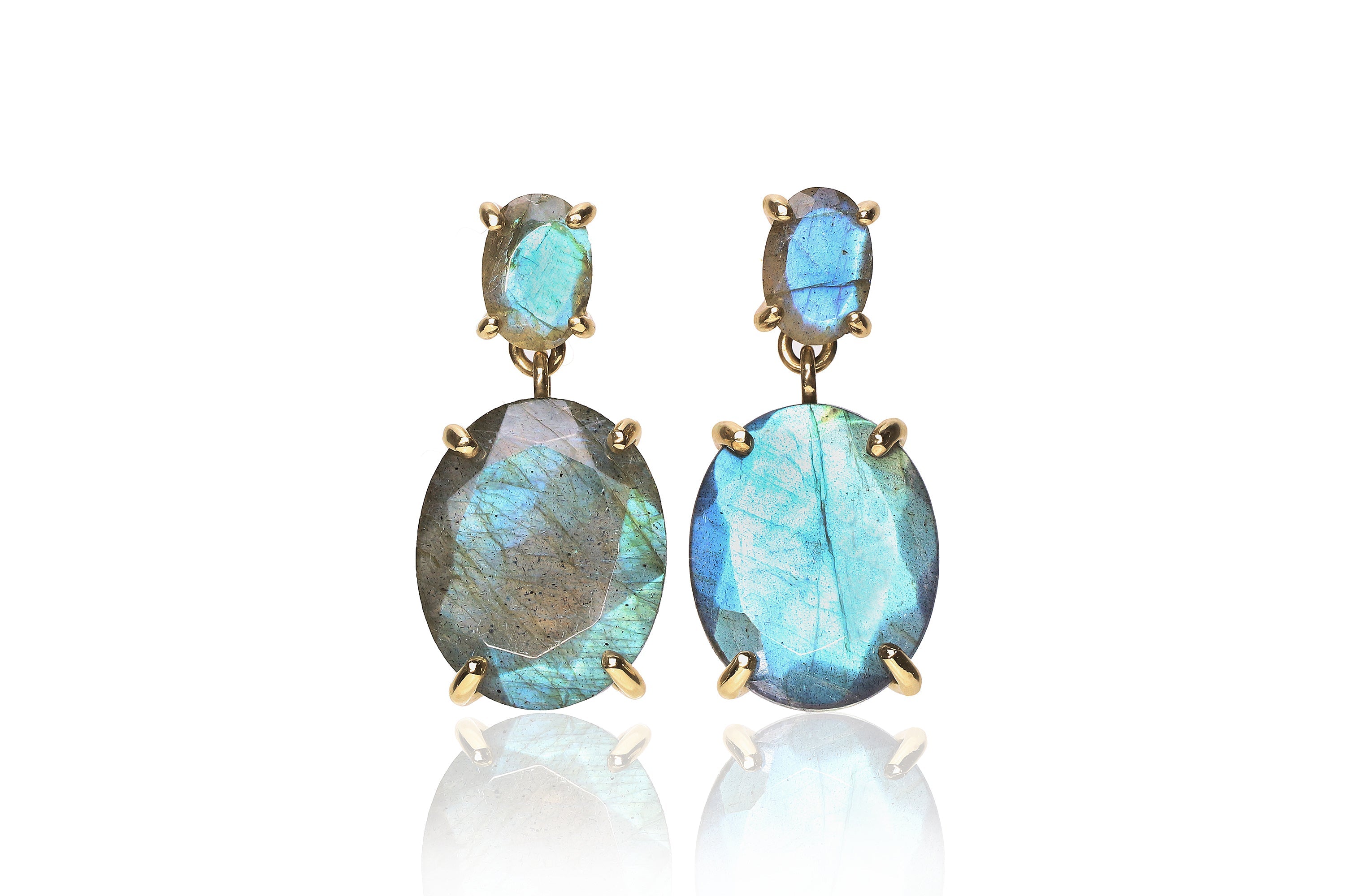 Multi Labradorite Dangling Gold Earrings Earrings Anemone Jewelry