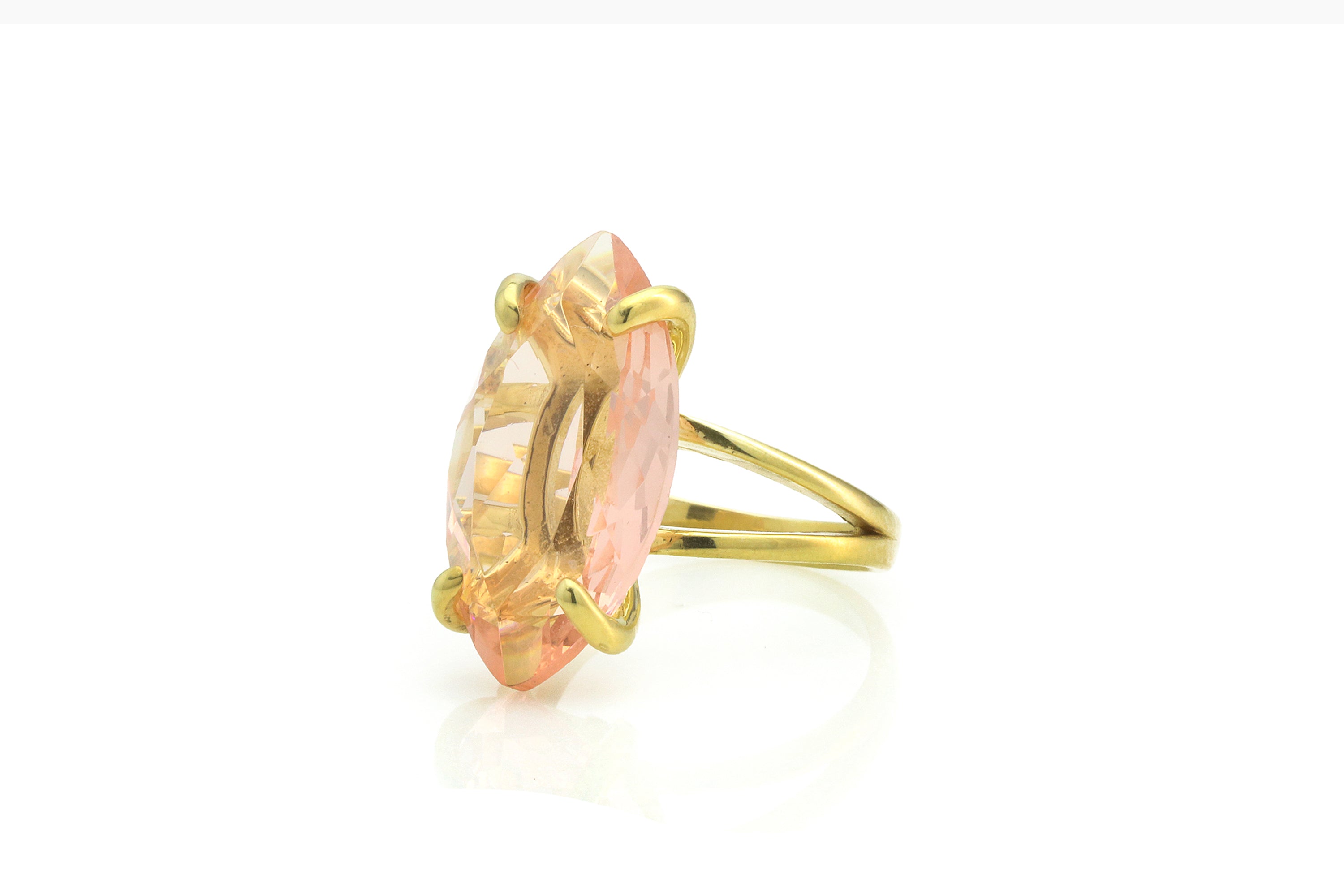 Marquise Lustrous Morganite Gold Ring Rings Anemone Jewelry
