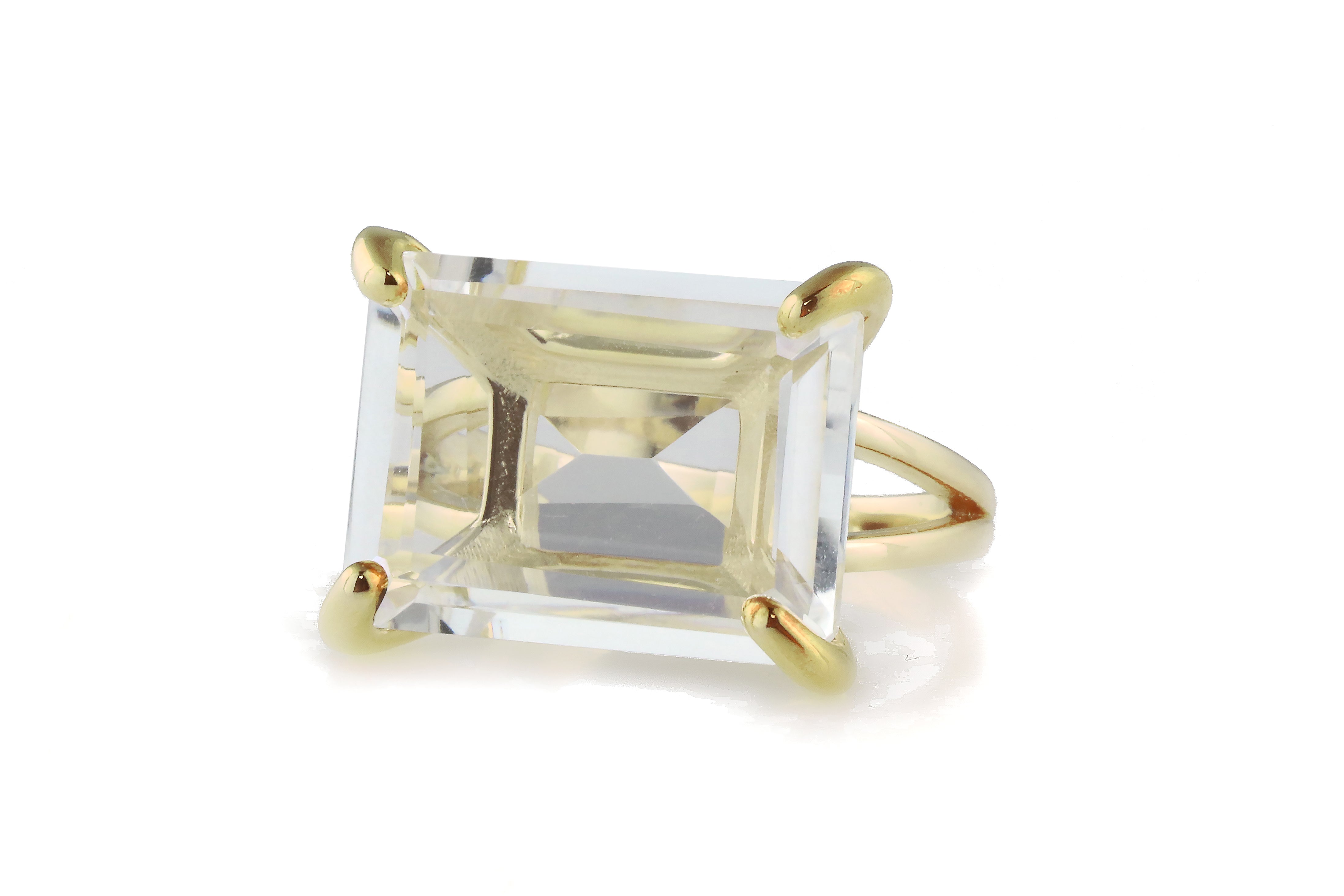Clear Quartz Ring with 14k Gold-filled Ring Band Rings Anemone Jewelry