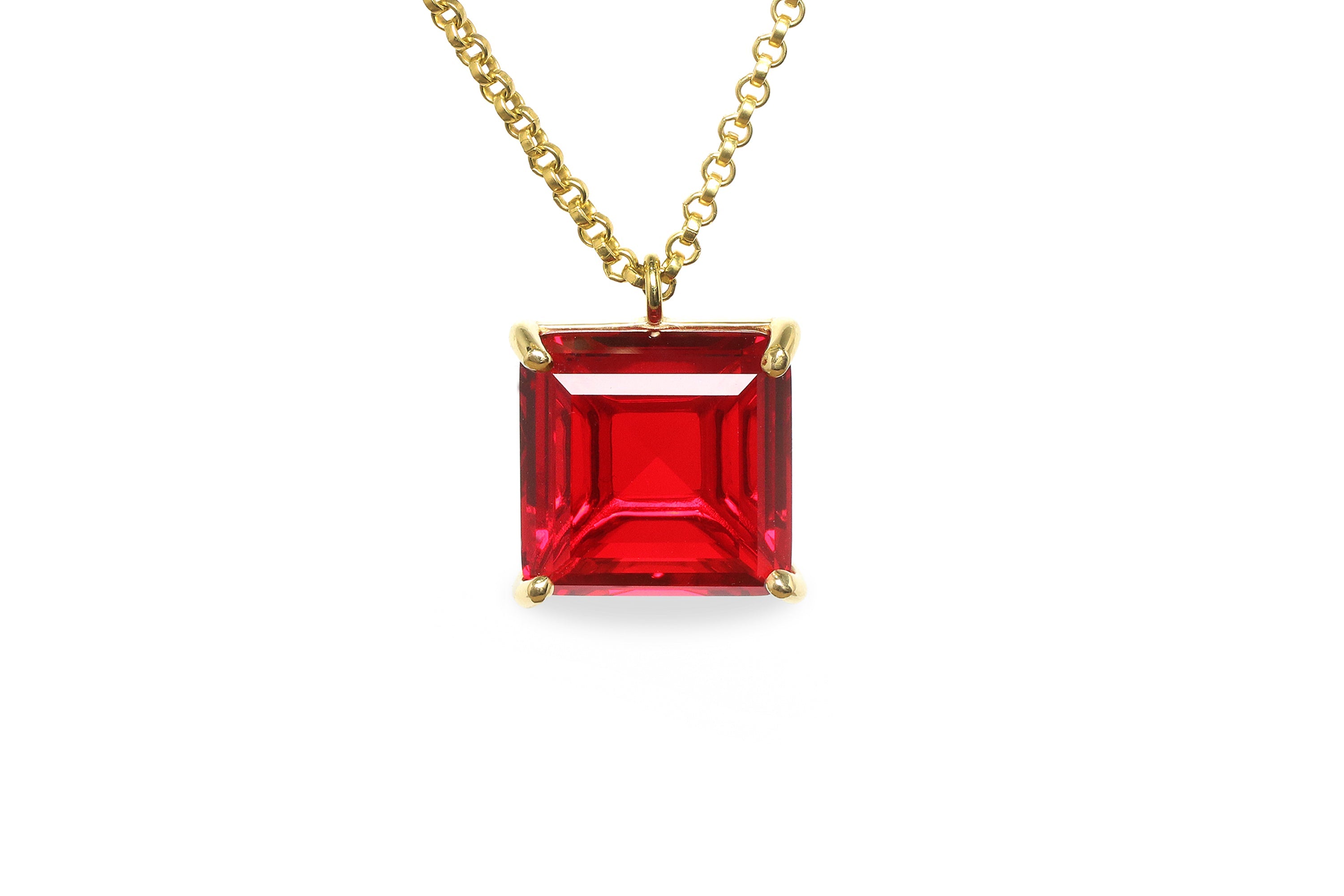 Square 16MM Ruby Necklace in Sterling Silver necklaces Anemone Jewelry