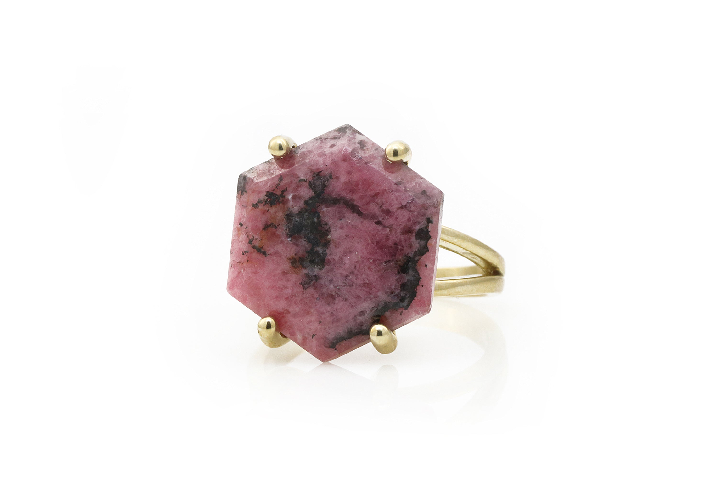 Fashionable Gold Cocktail Rhodonite Ring Rings Anemone Jewelry