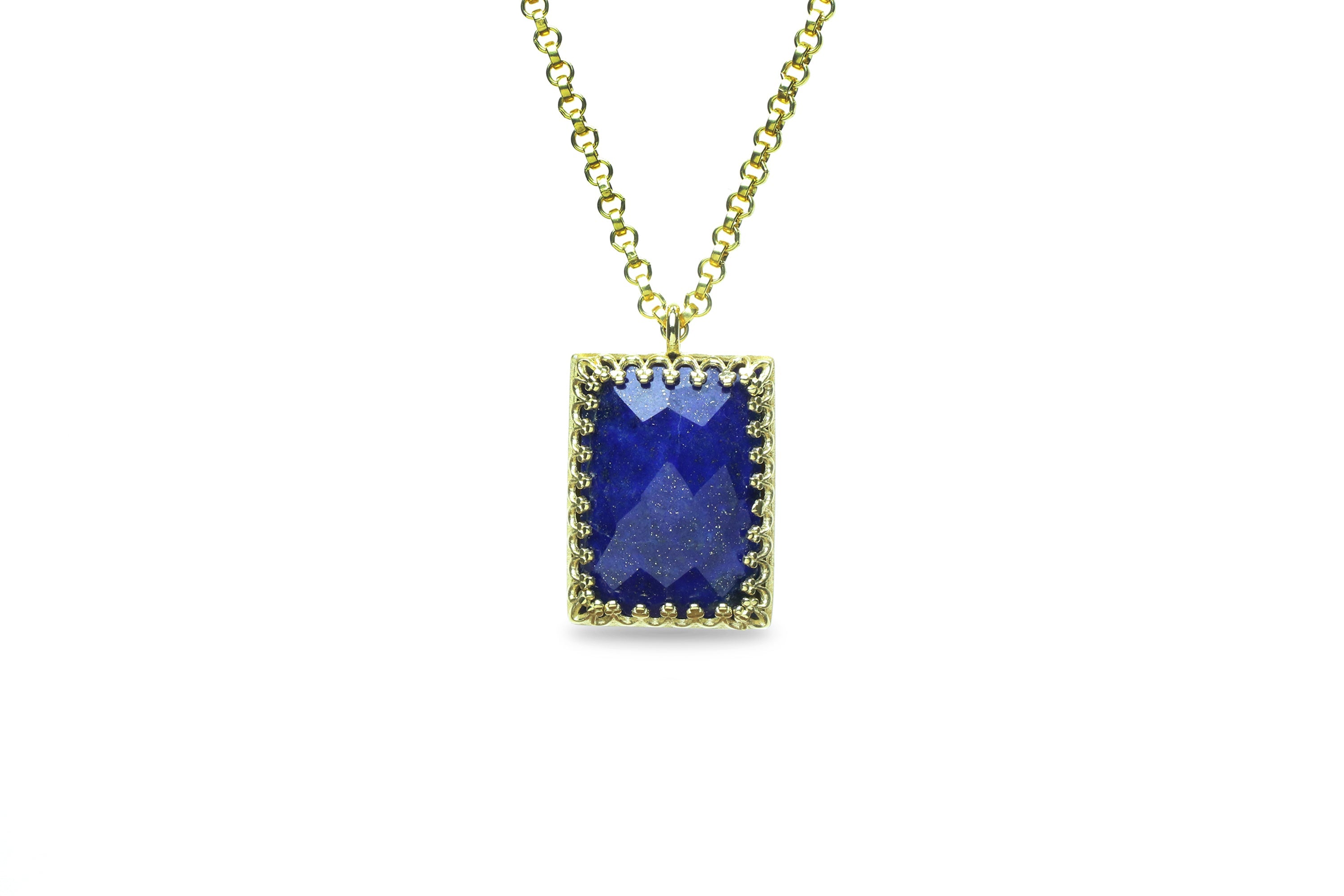 Classic Lapis Lazuli Necklace in 14k Yellow Gold necklaces Anemone Jewelry