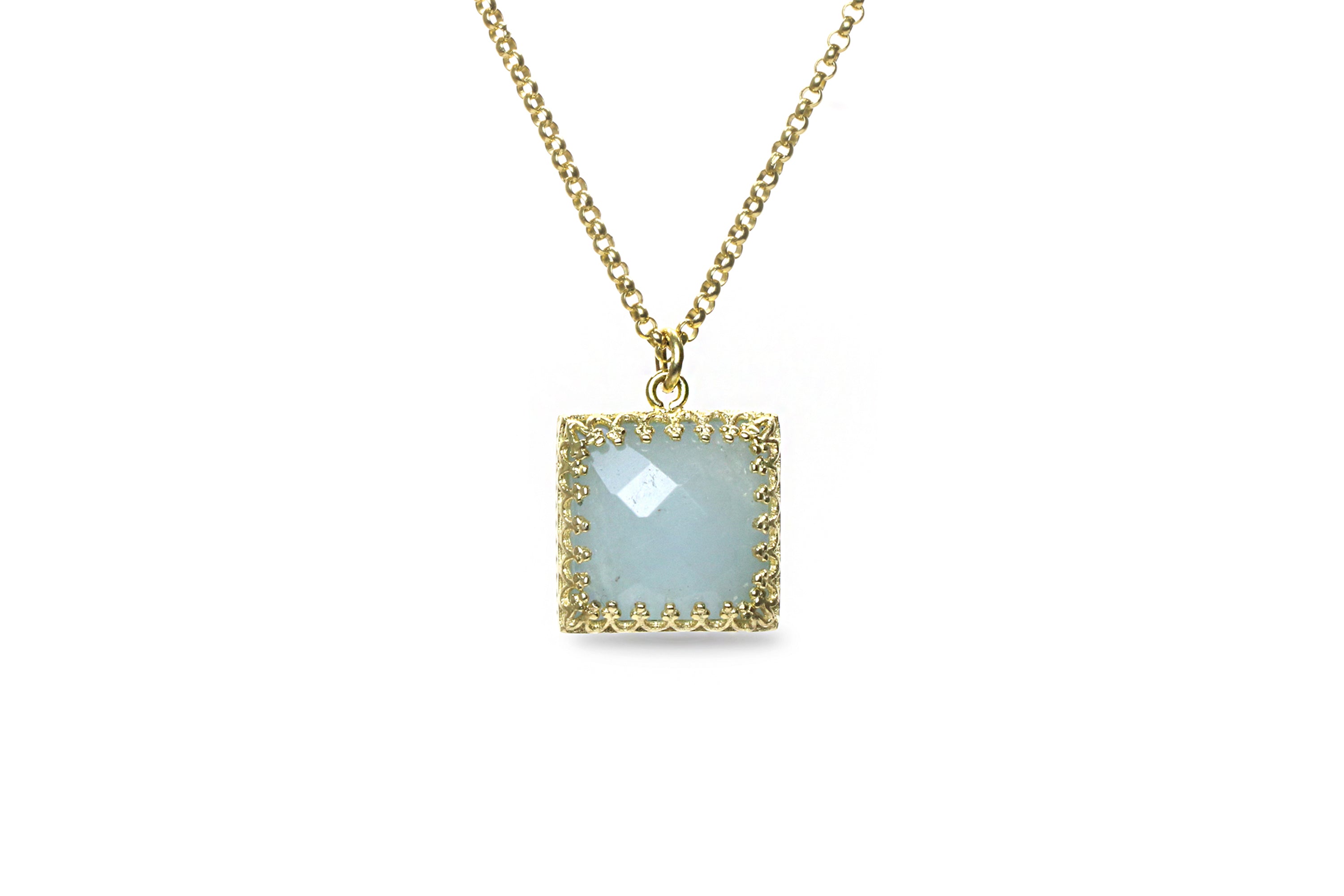 Delicate Aquamarine Pendant Gold Necklace necklaces Anemone Jewelry
