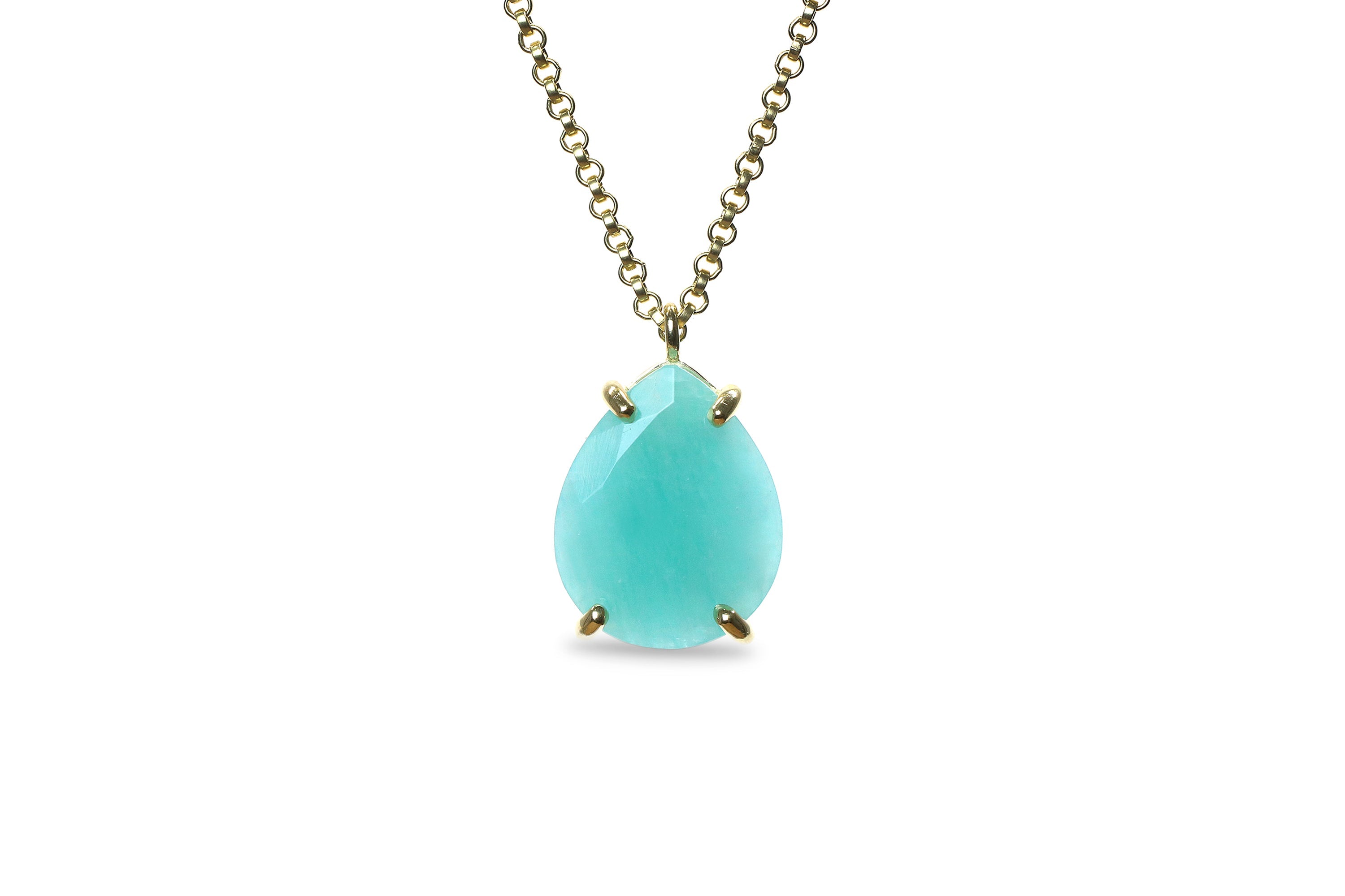 Pear Amazonite Necklace in 14k Gold necklaces Anemone Jewelry
