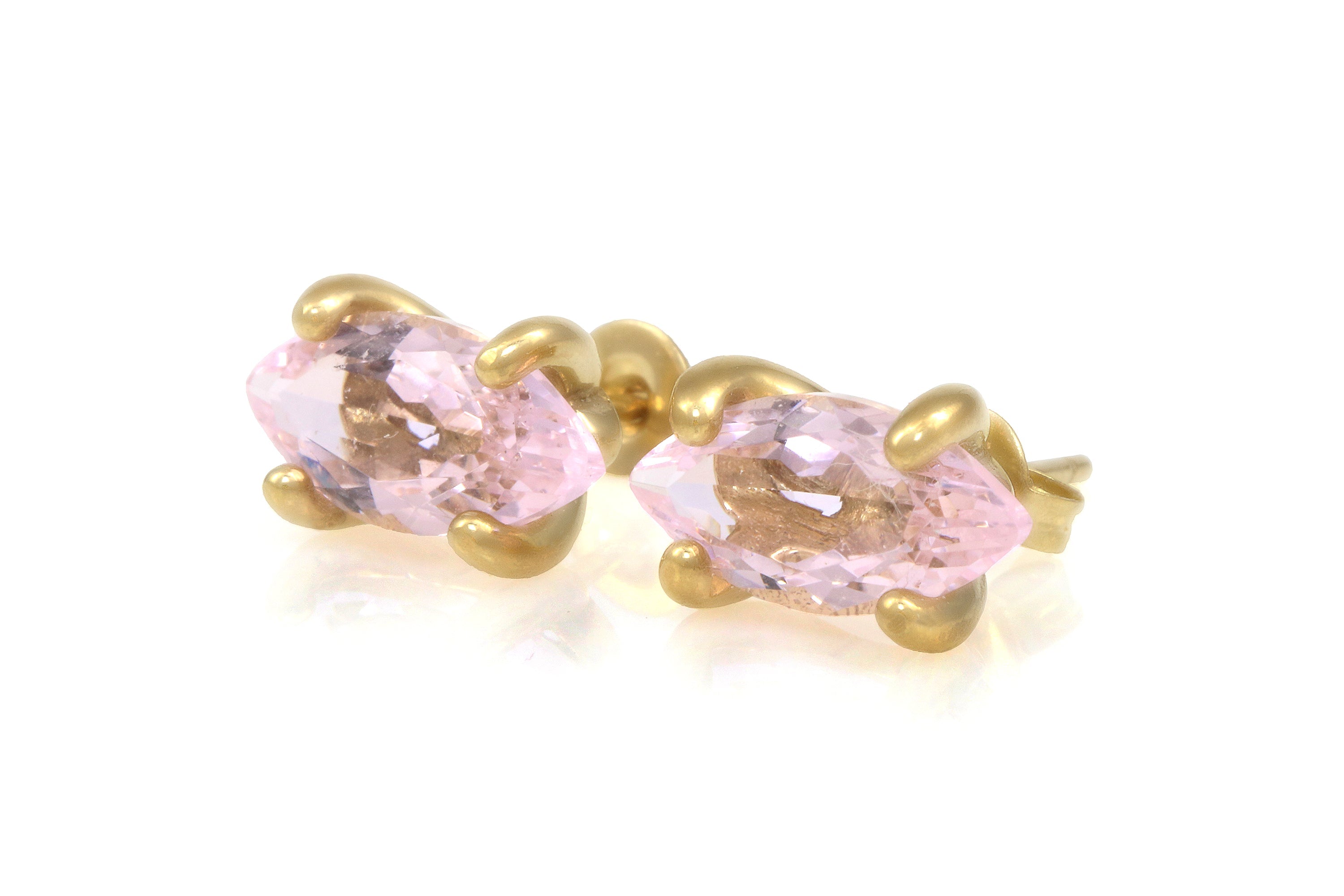 Gold Marquise Rose Quartz Earrings Earrings Anemone Unique