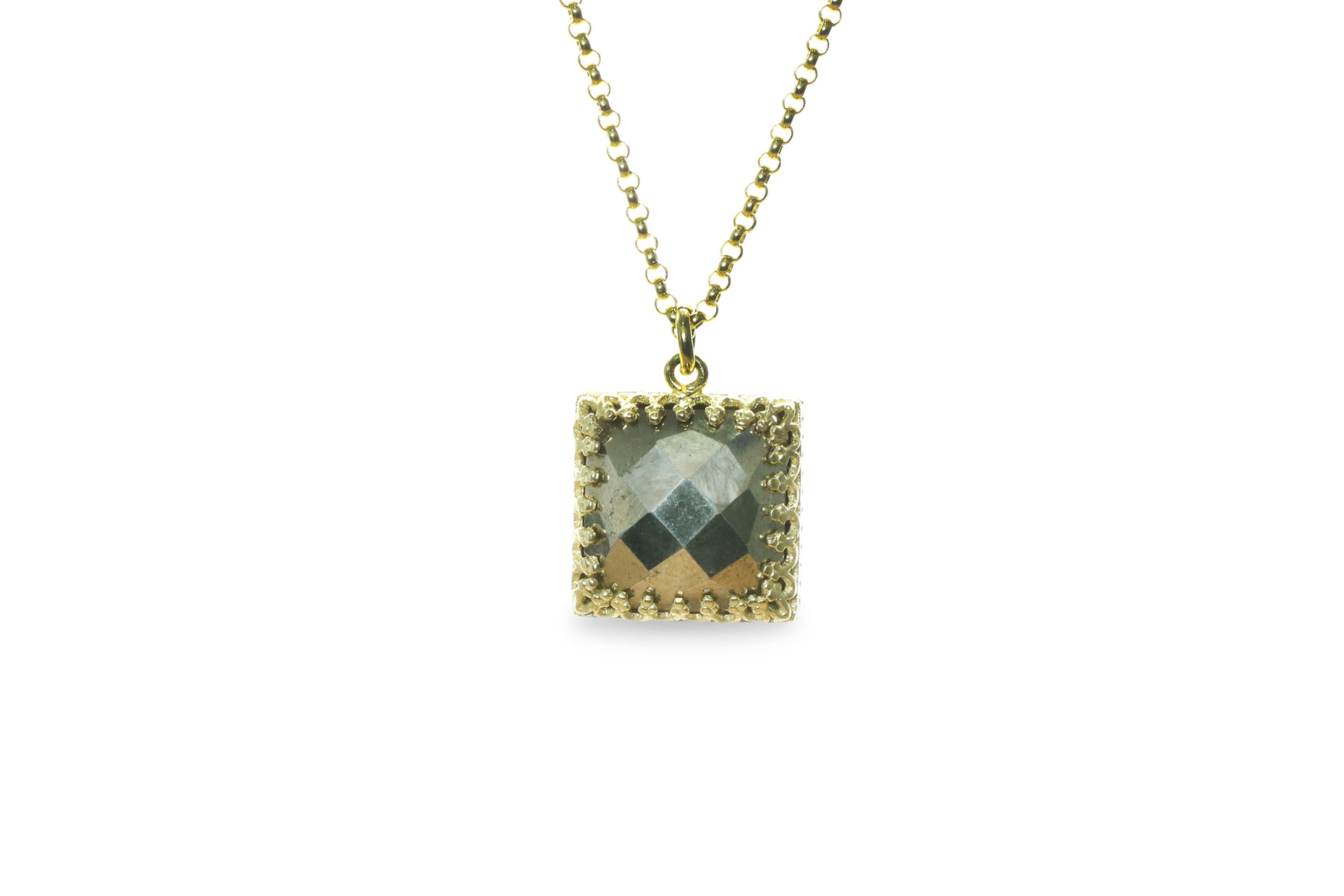 Intricate Pyrite Necklace in 14k Gold Filled necklaces Anemone Jewelry