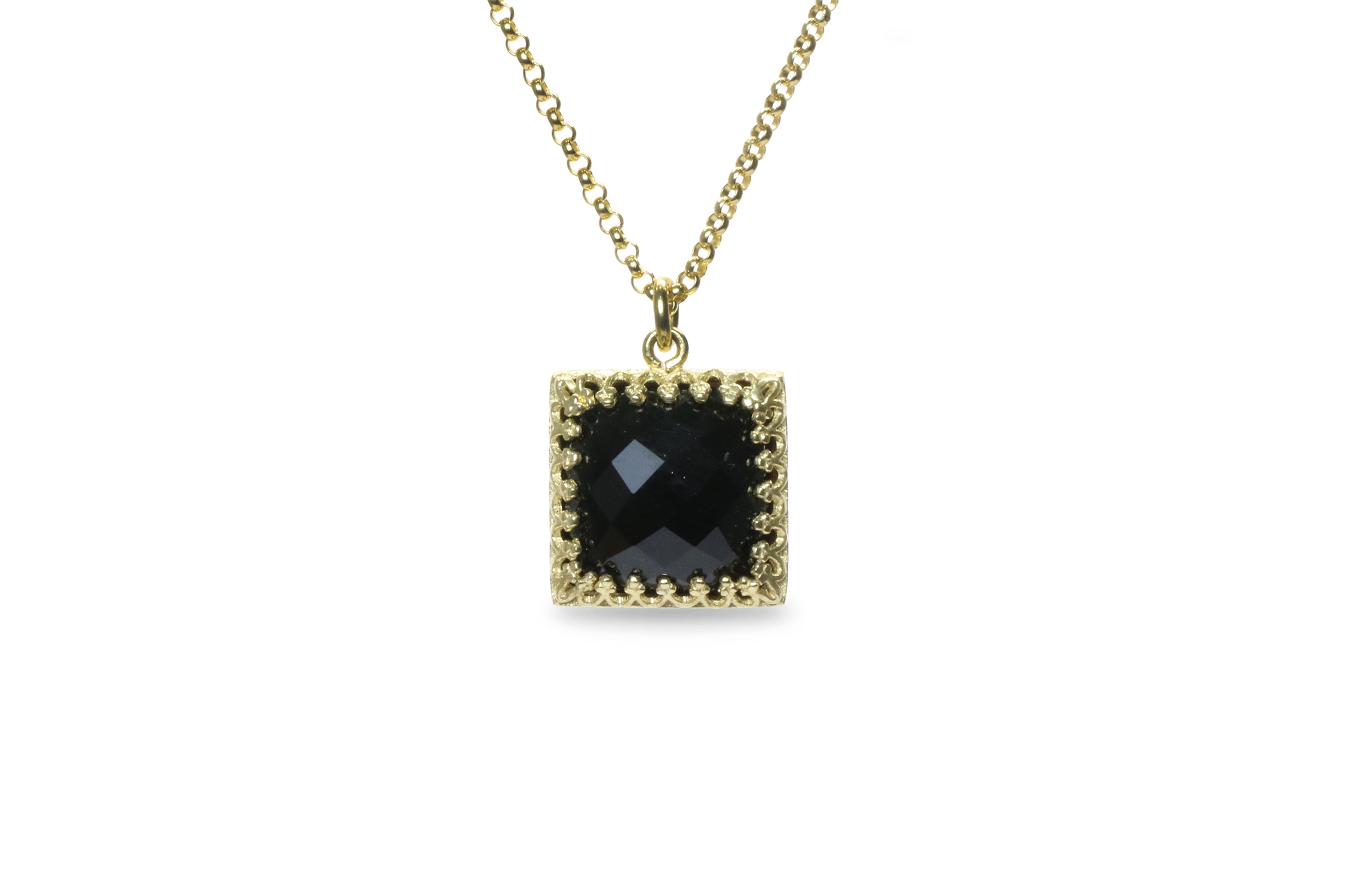 Square Black Onyx Necklace in 14k Gold necklaces Anemone Jewelry