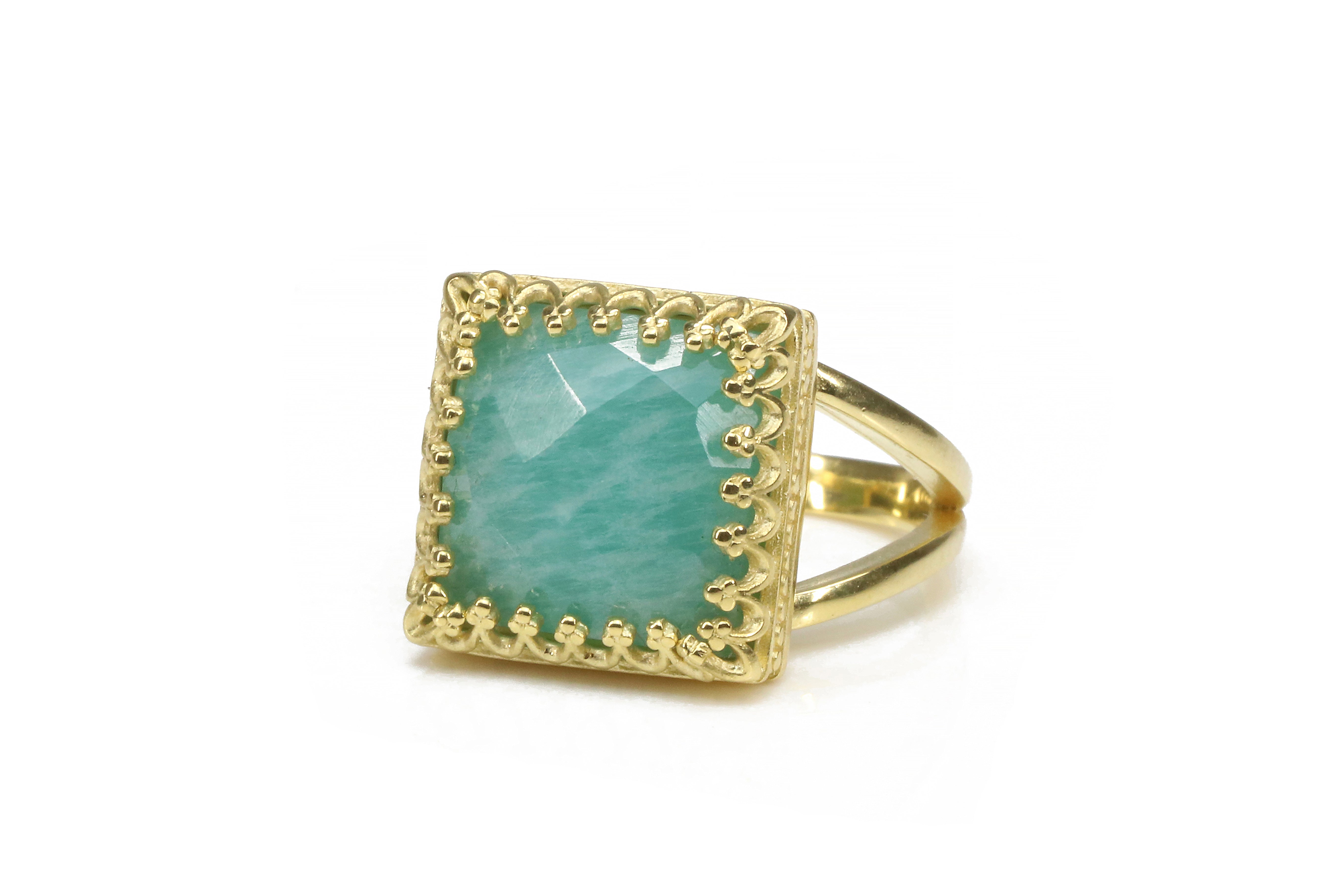 Classy Amazonite Ring in 14k Gold-filled Band Rings Anemone Jewelry