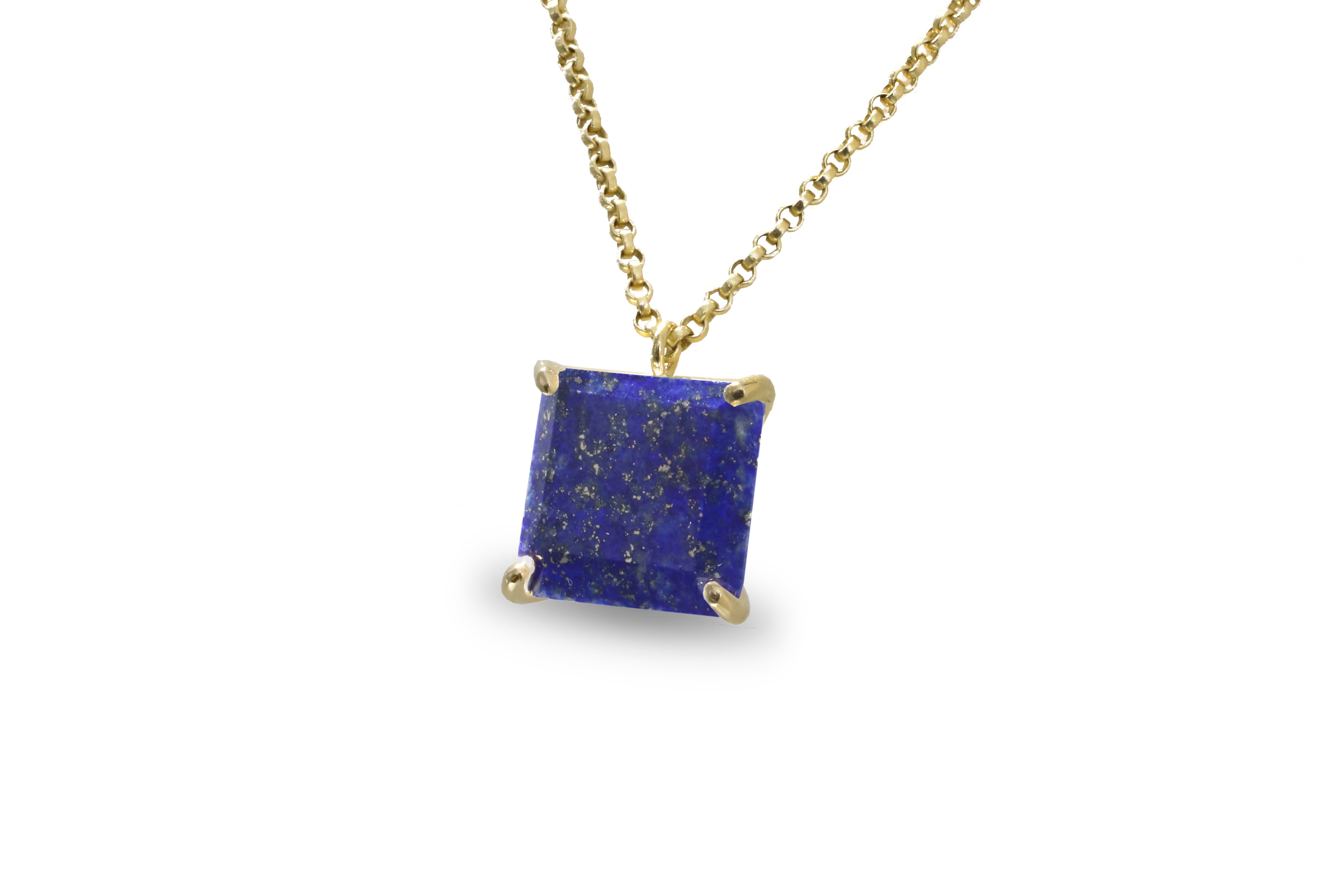 Charming Square Lapis Lazuli Necklace in 14k Gold Filled necklaces Anemone Jewelry