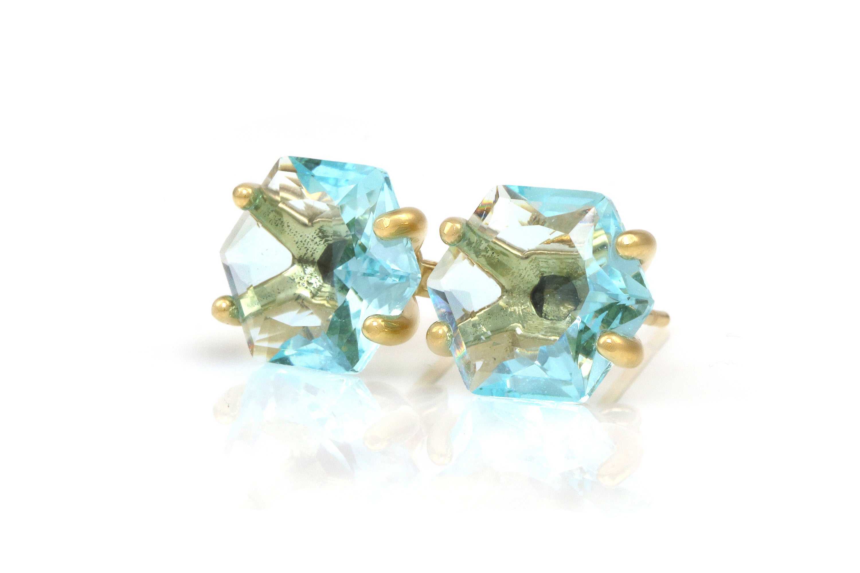 Gold Blue Topaz Earrings Earrings Anemone Unique