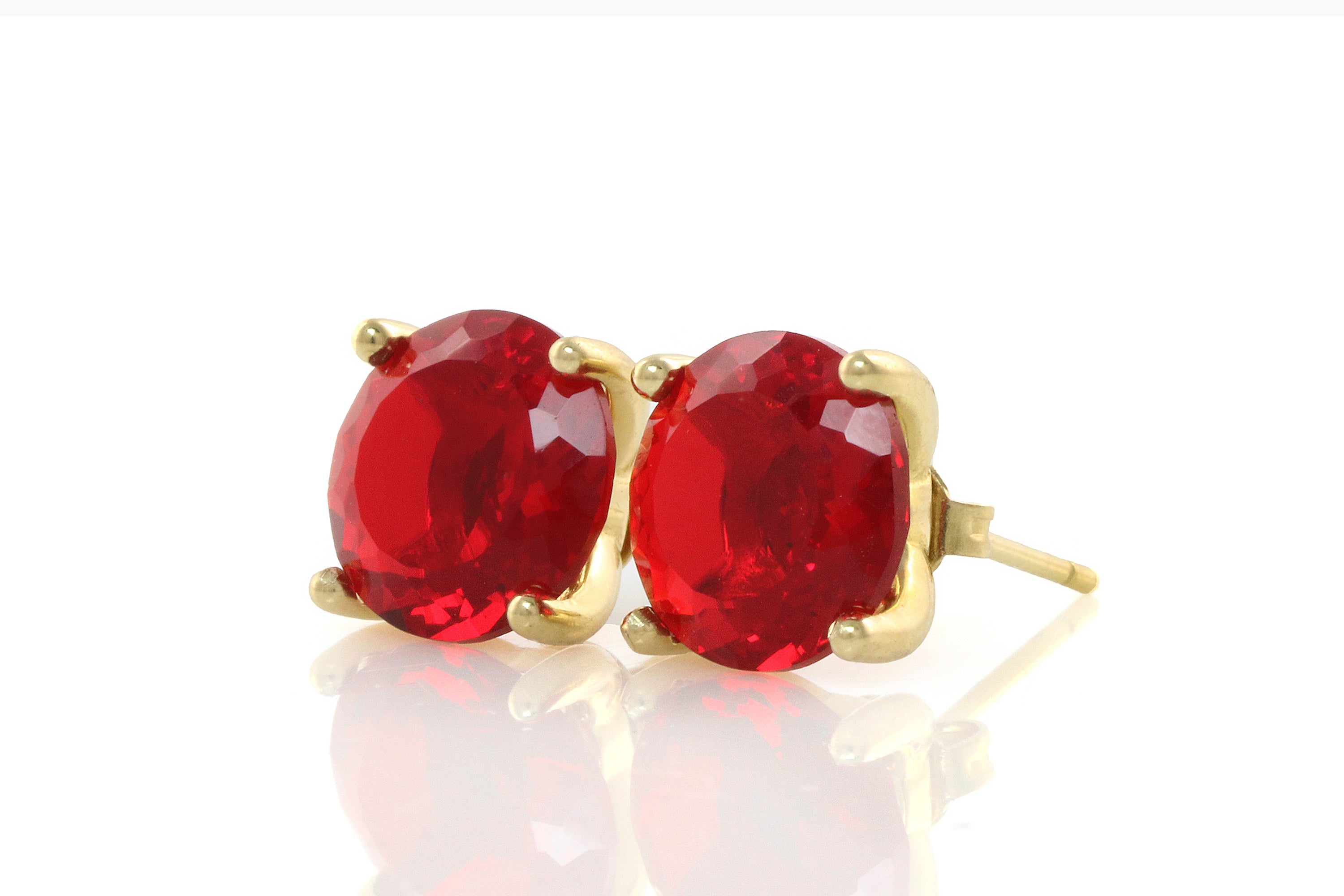 Round Ruby Stud Earrings in Gold Earrings Anemone Unique