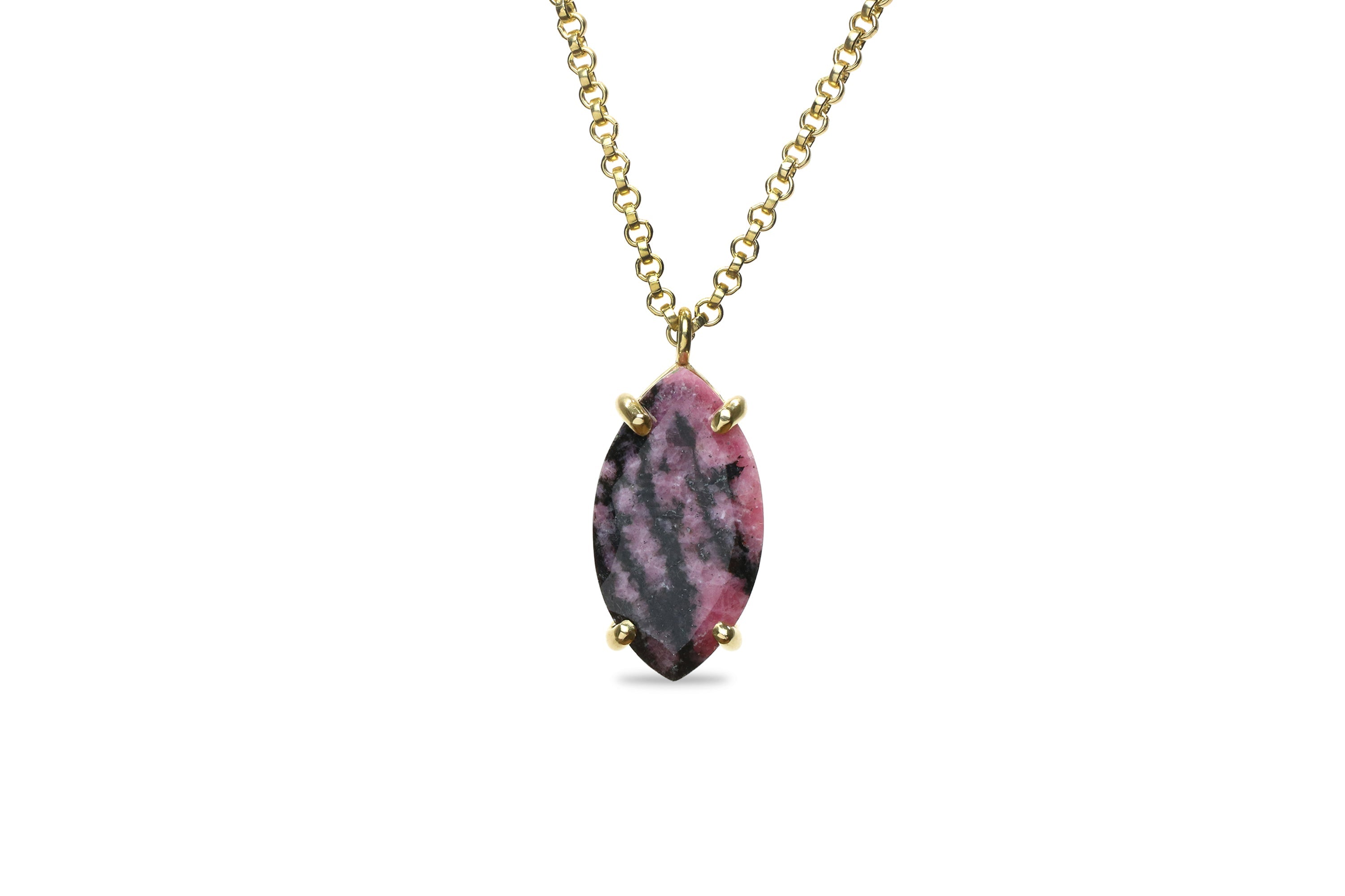 Gold Rhodonite Necklace in Prongs necklaces Anemone Jewelry