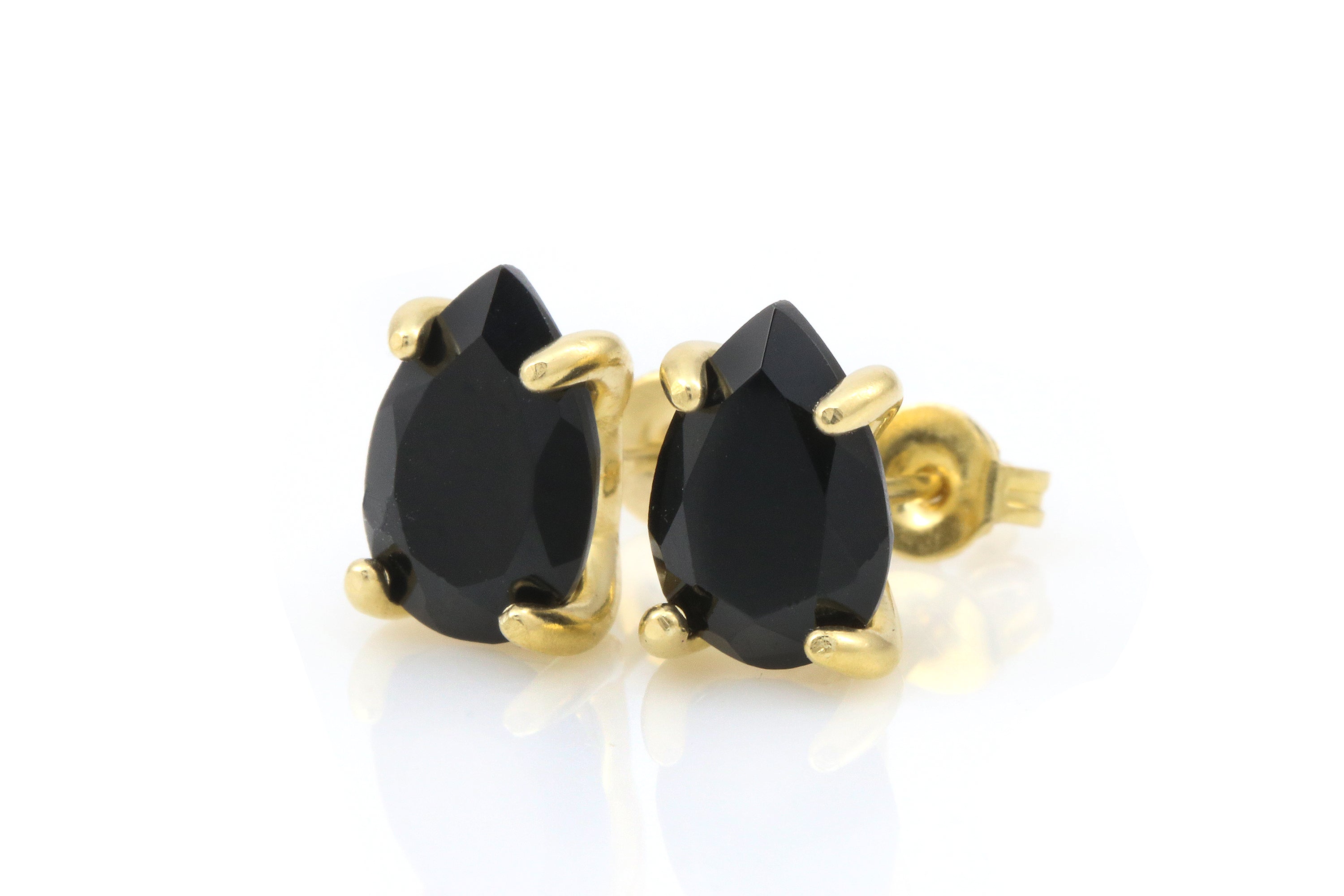 Black Pear Onyx Earrings in Gold Earrings Anemone Unique