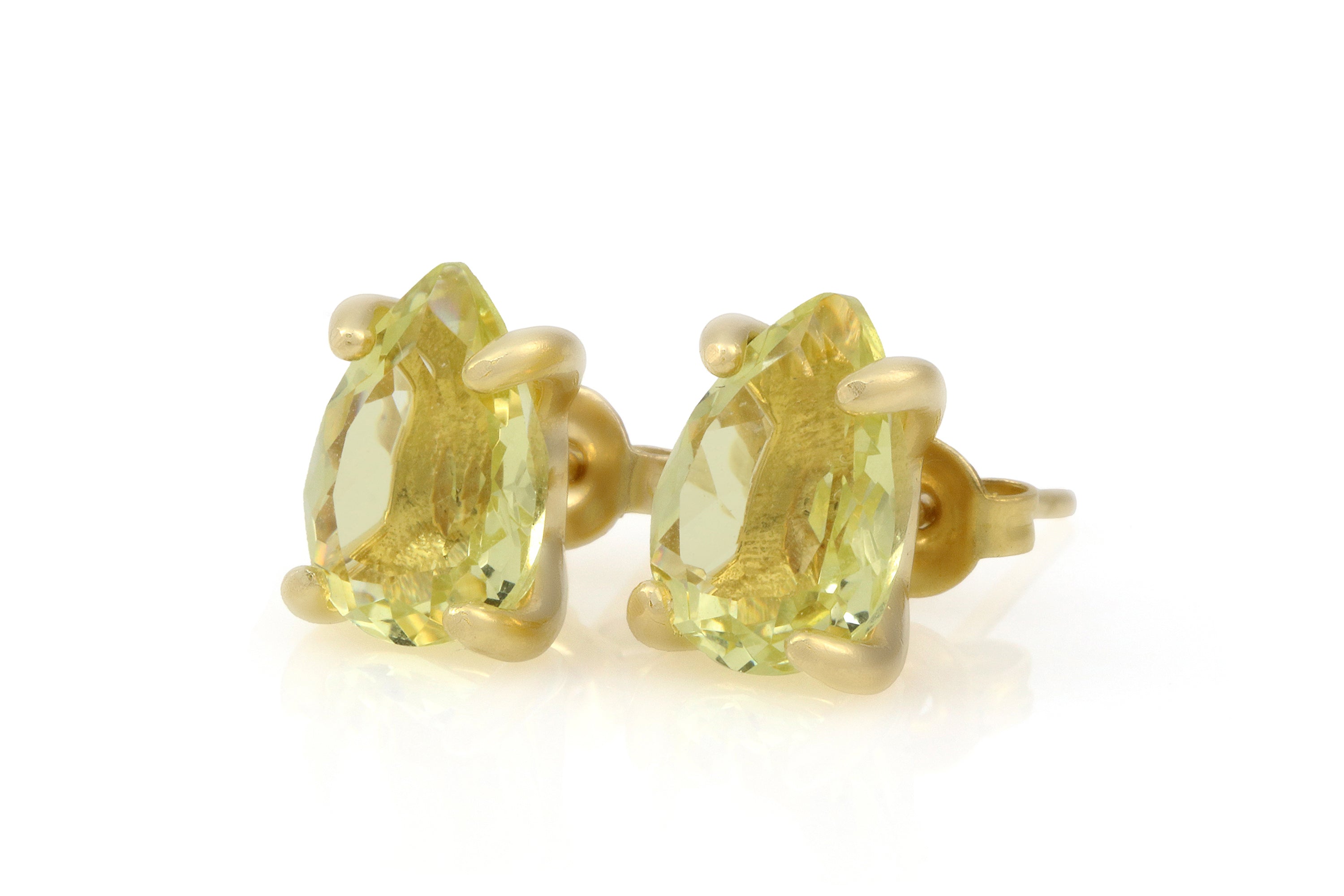Brilliant Yellow Quartz Earrings in Gold Studs Earrings Anemone Unique