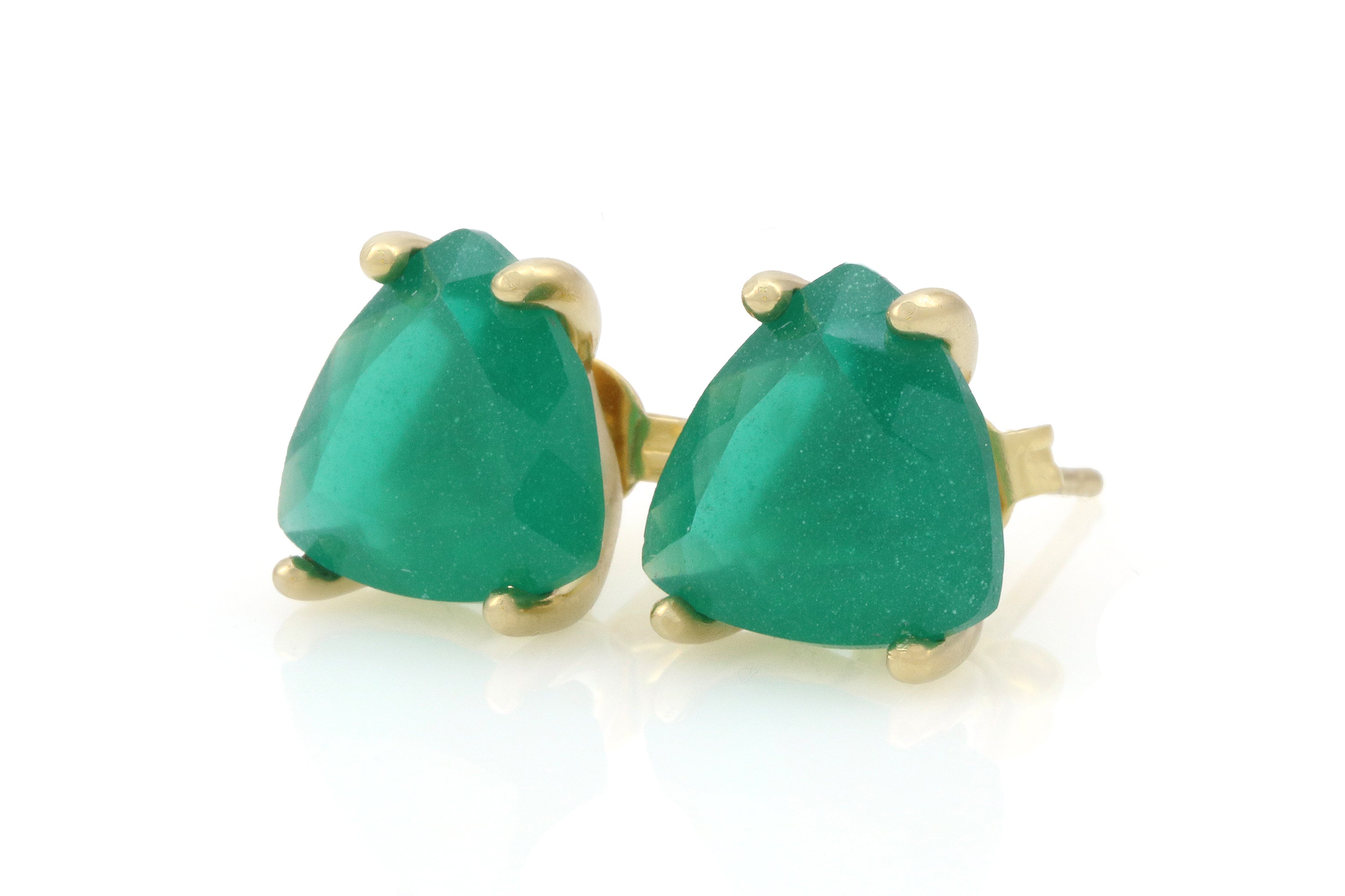 Trillion Green Onyx Gold Earrings Earrings Anemone Unique