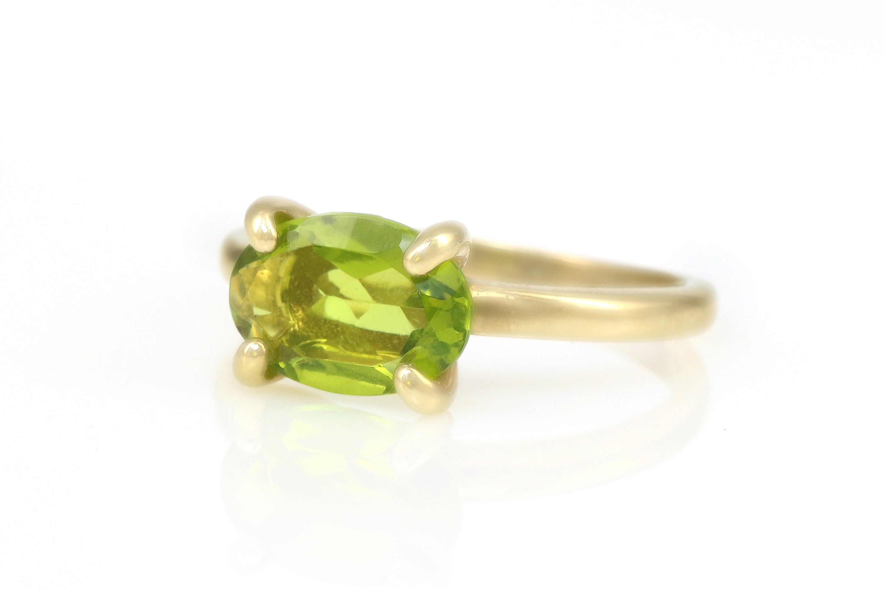 Solitaire Oval Peridot Gold Filled Ring Rings Anemone Unique