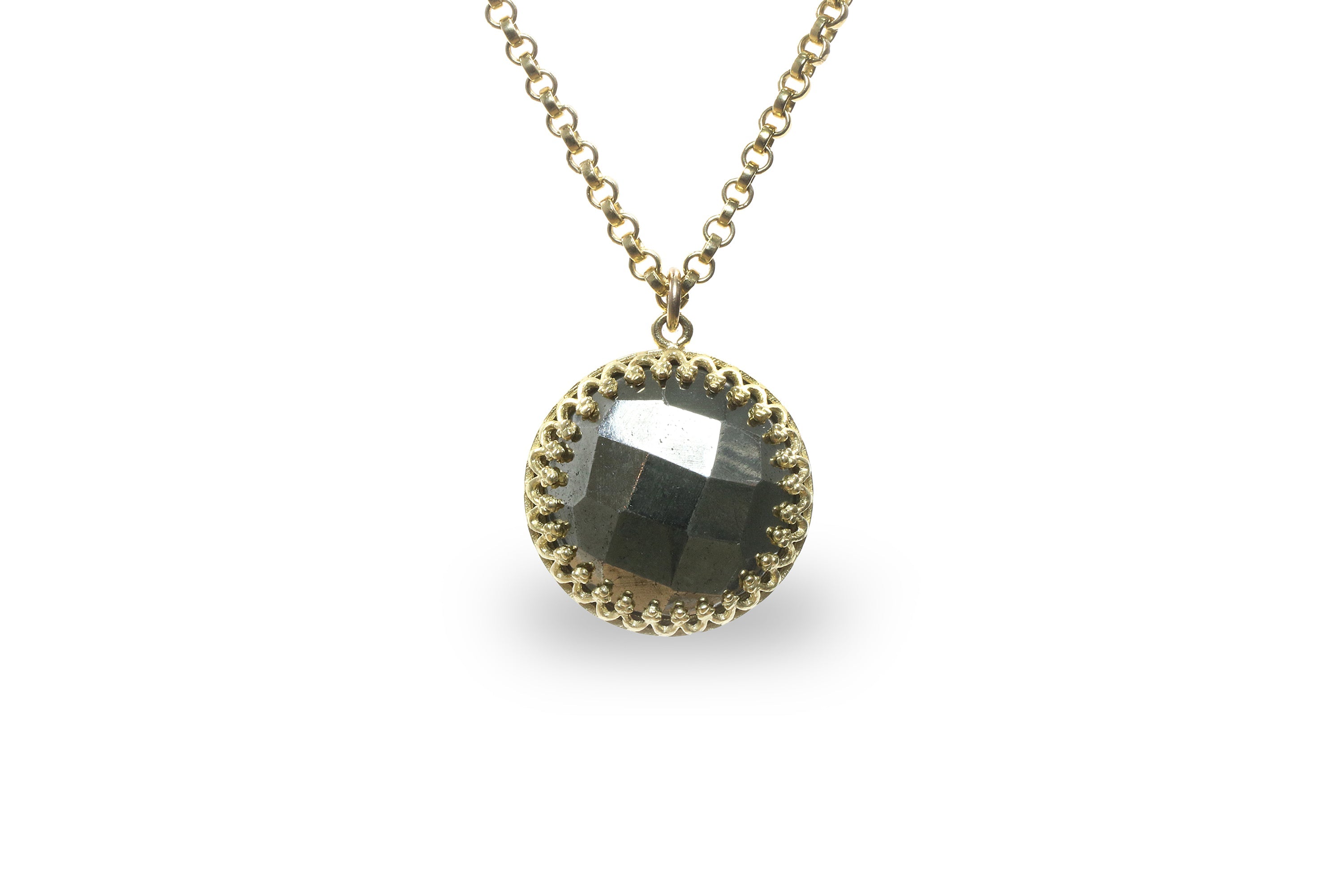 Unique Pyrite Crystal Necklace in Gold necklaces Anemone Jewelry