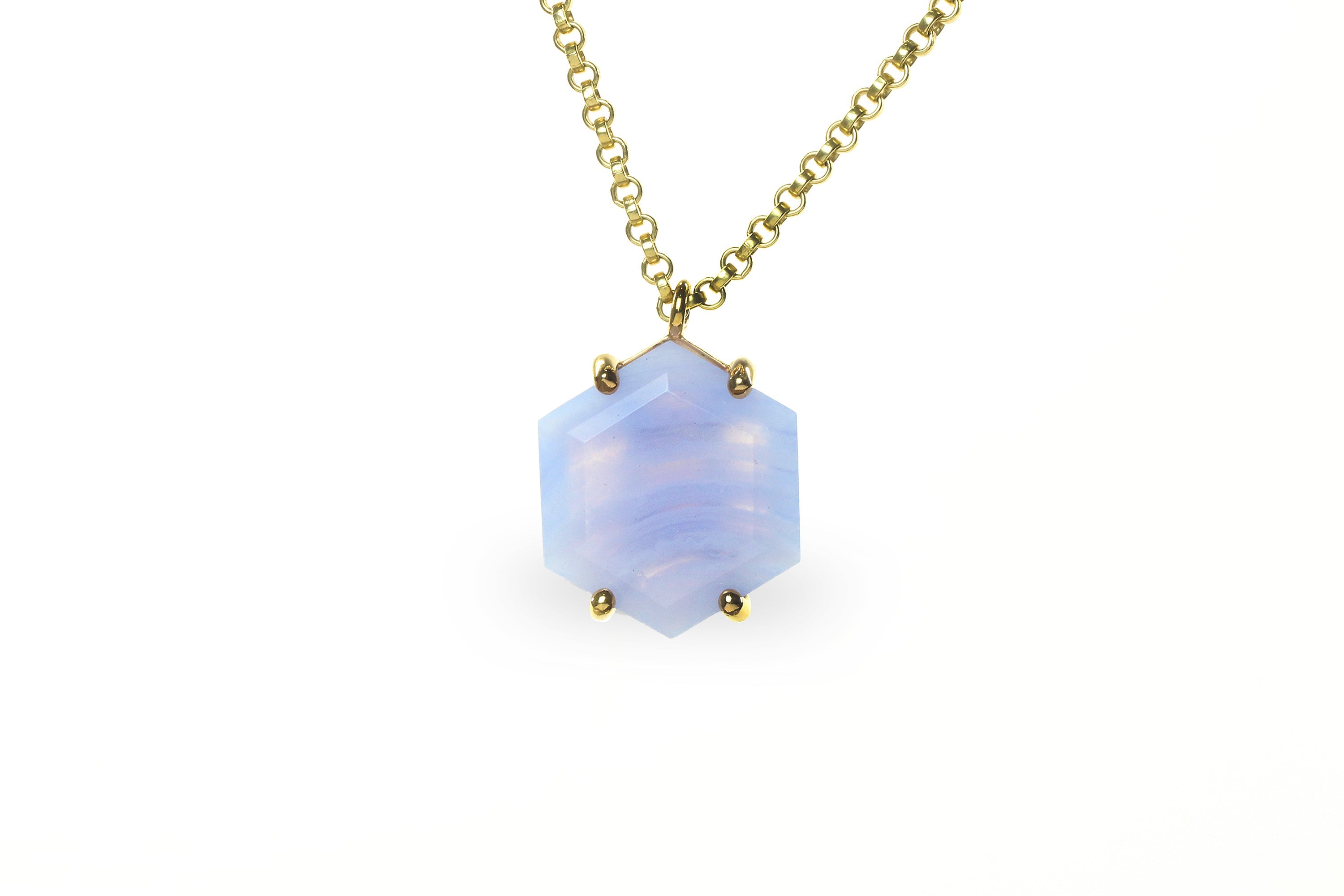 Fascinating Gold Filled Blue Lace Agate Necklace necklaces Anemone Jewelry