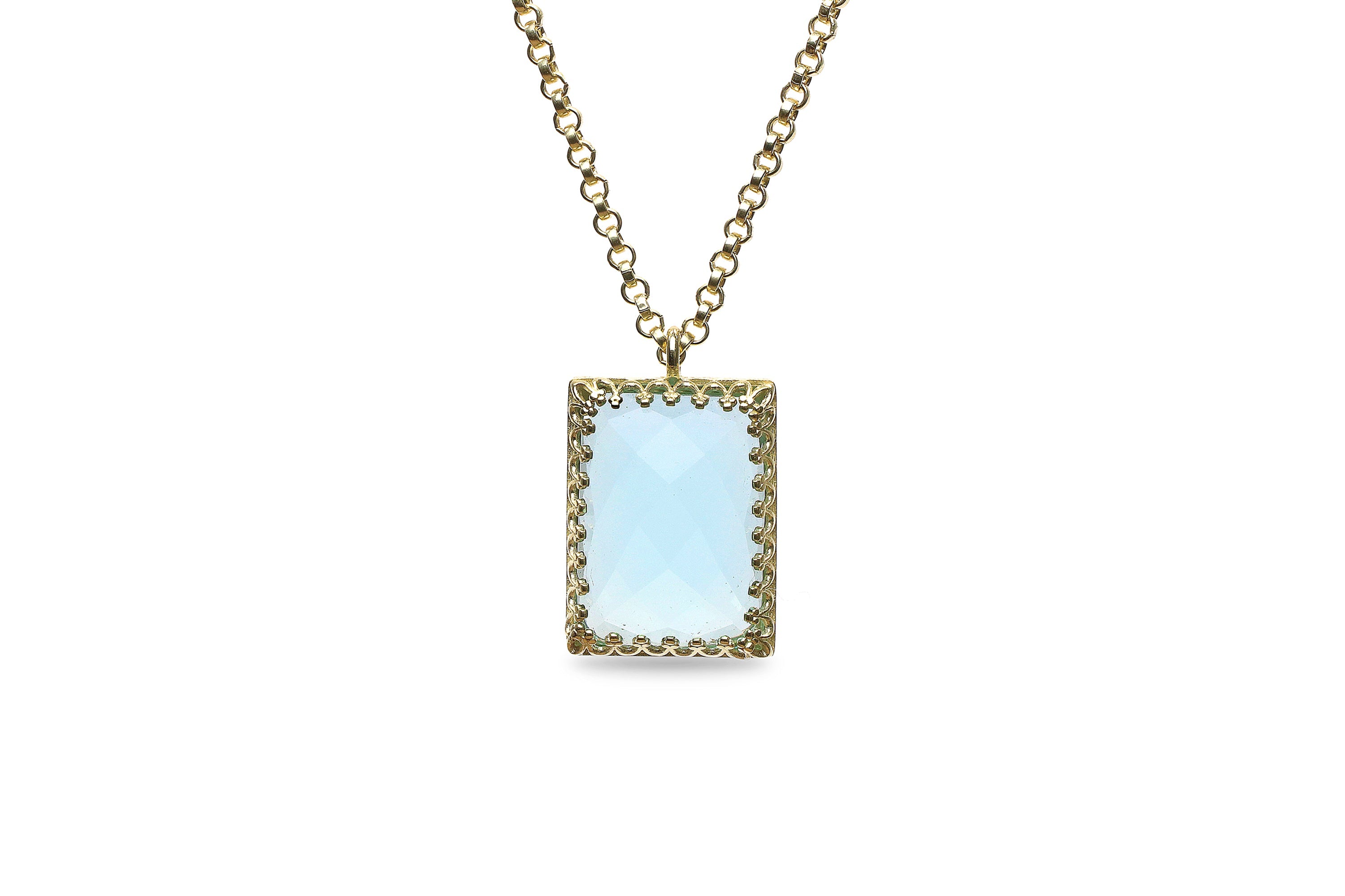 Stylish Rectangle Topaz Necklace in Gold necklaces Anemone Jewelry