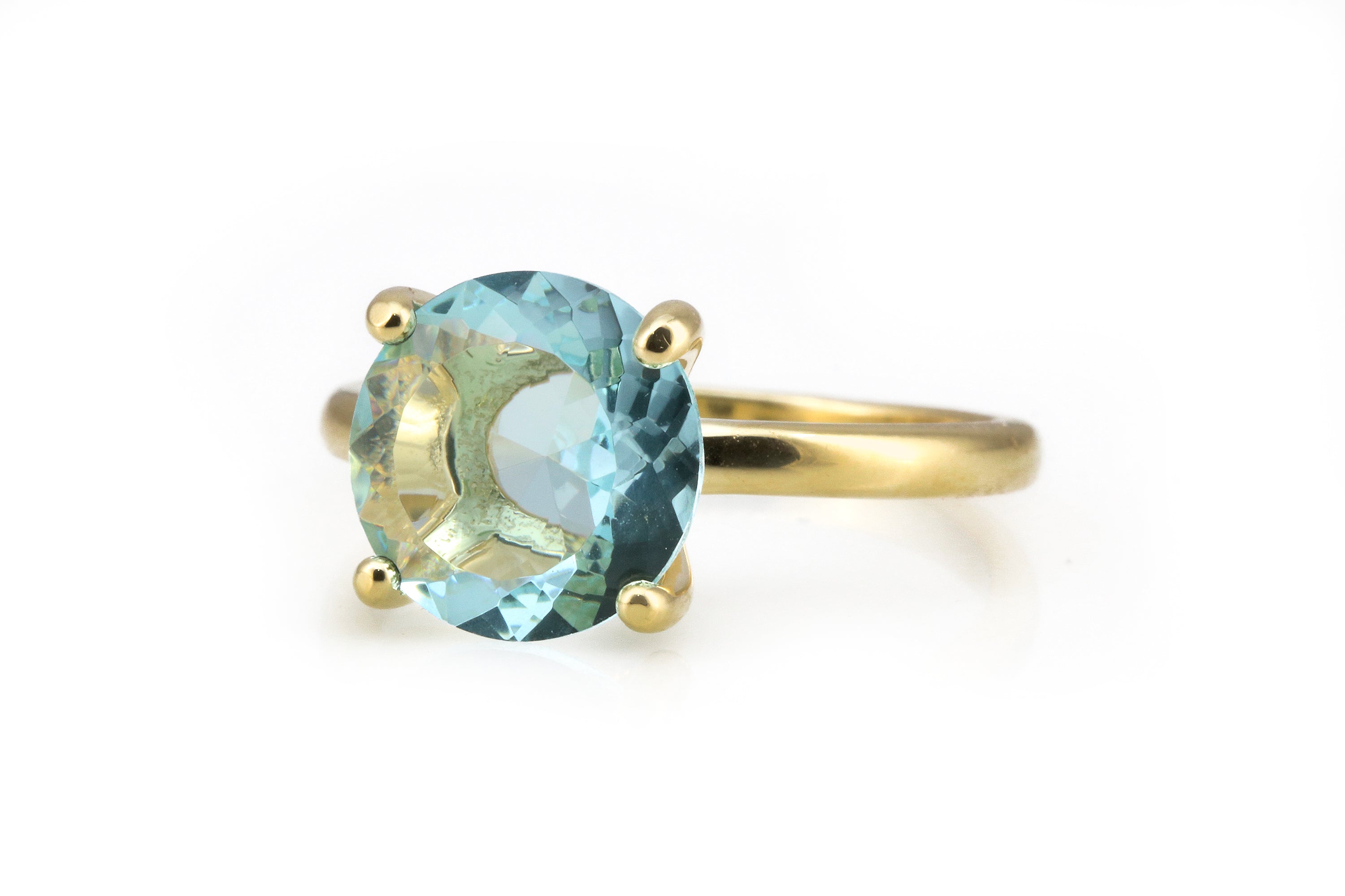 10mm Round Topaz in 14K Rose Gold Jewelry Ring Rings Anemone Unique