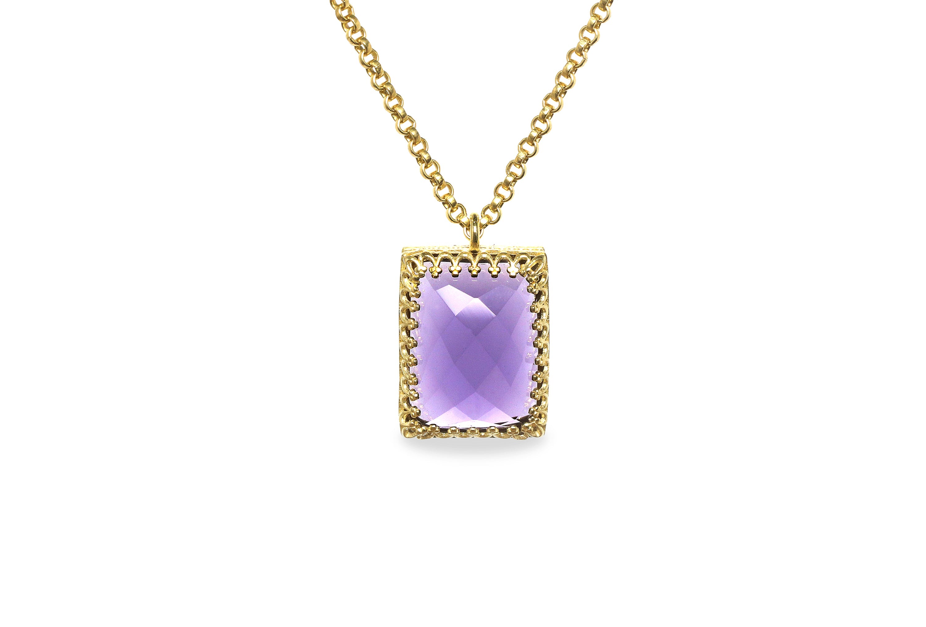 Luxurious Amethyst Necklace in 14k Gold necklaces Anemone Jewelry