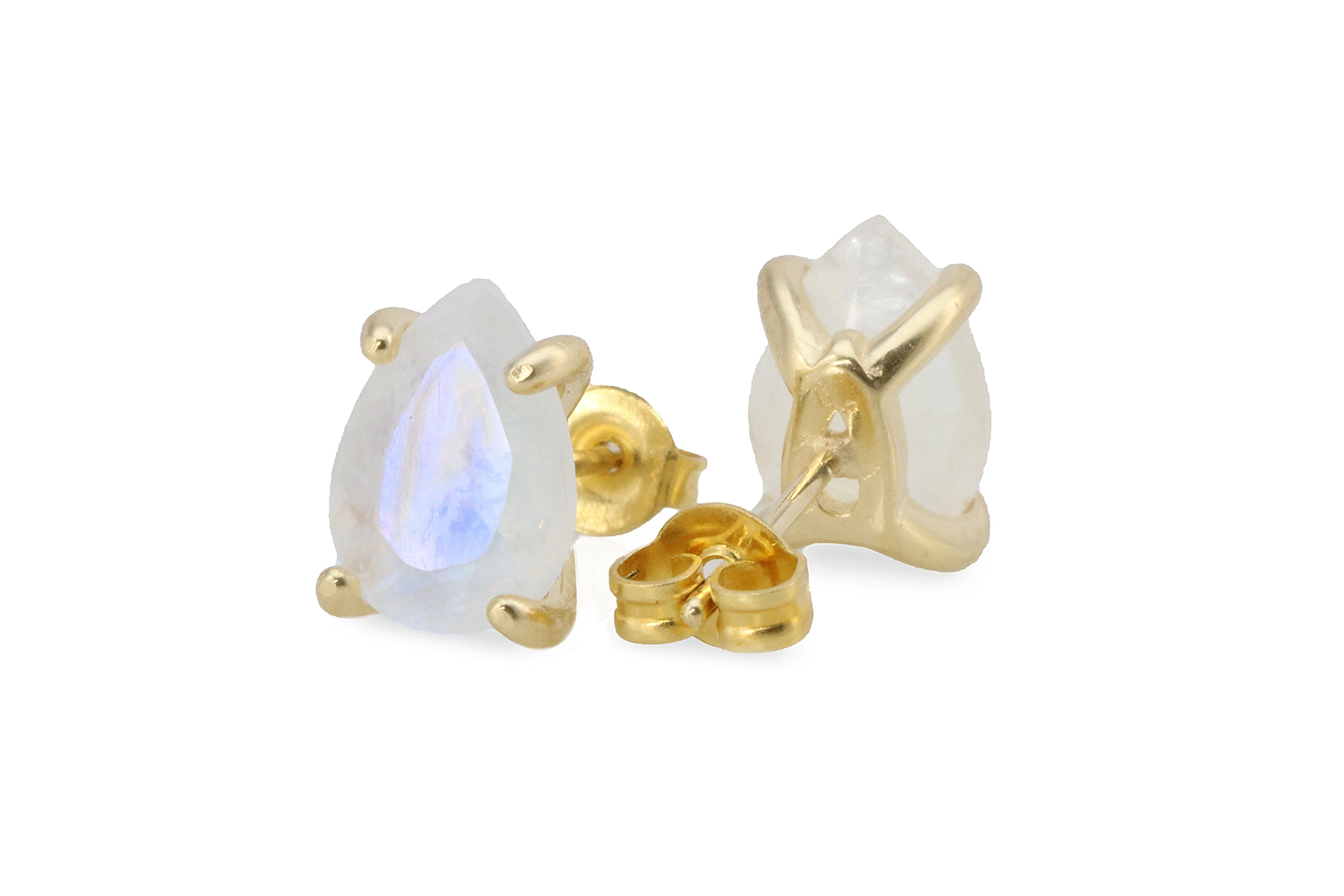 Chic Rainbow Moonstone Handmade Gold Stud Earrings Earrings Anemone Unique