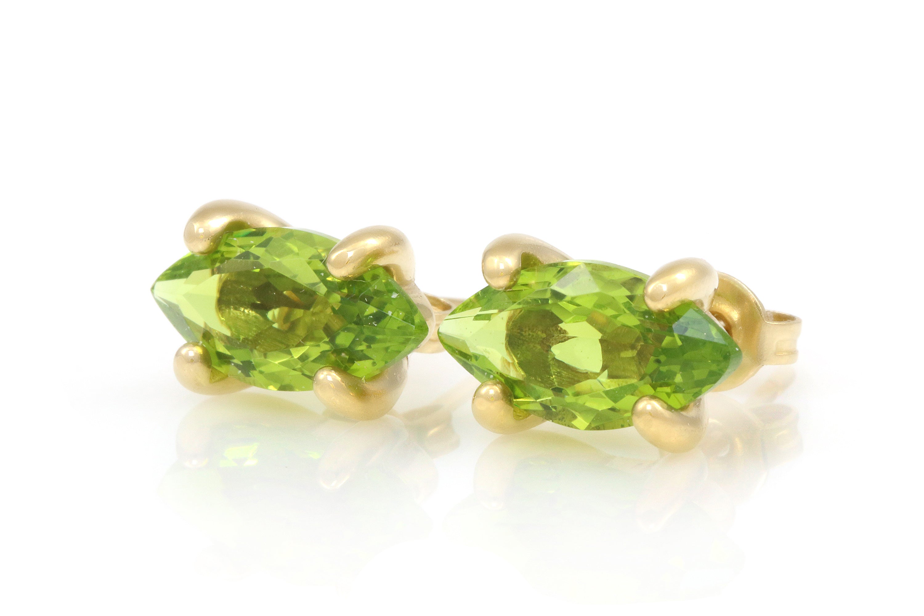 Artisan Marquise Peridot Earrings in Gold Earrings Anemone Unique
