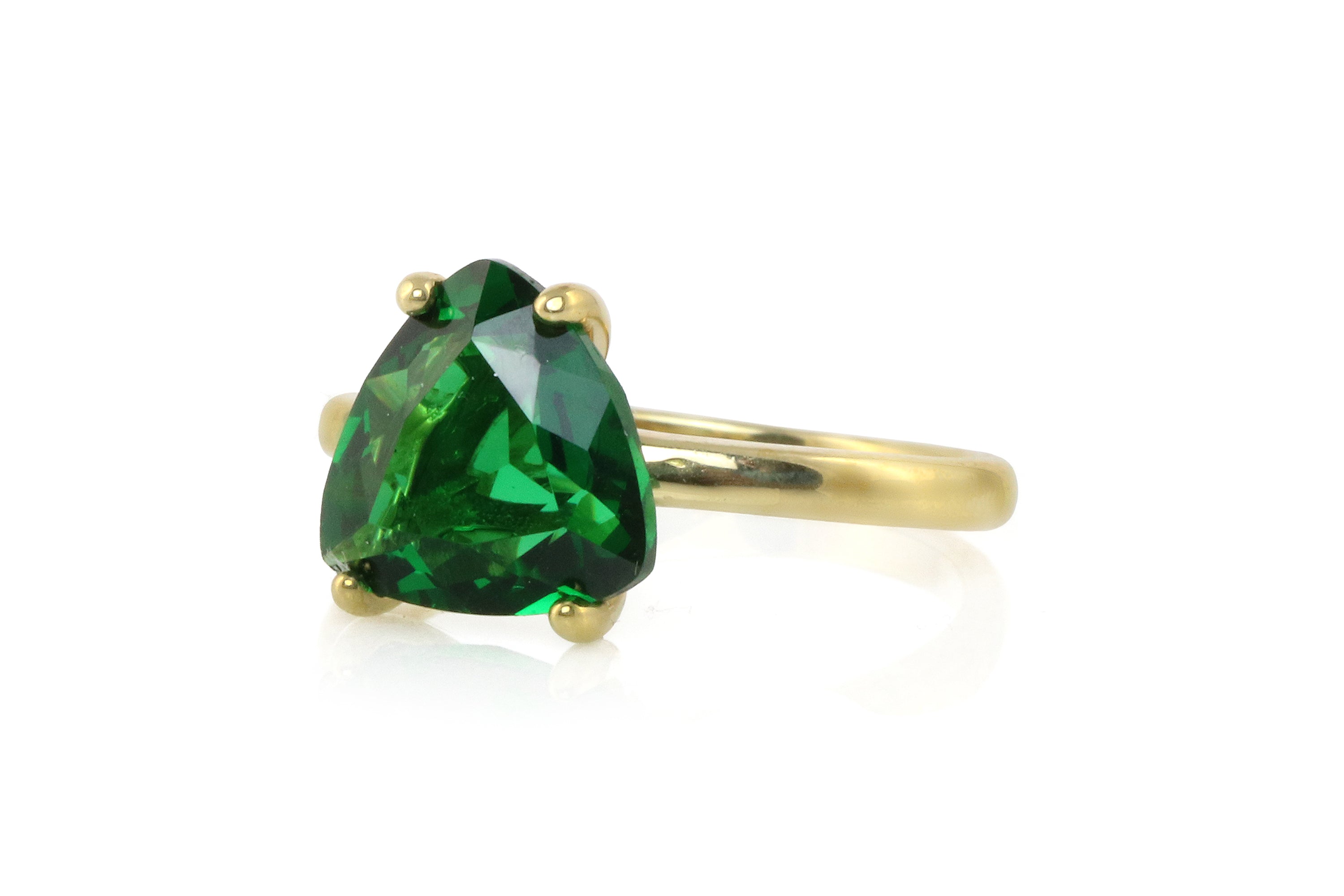 Vibrant Solitaire Emerald Ring in Gold Rings Anemone Unique